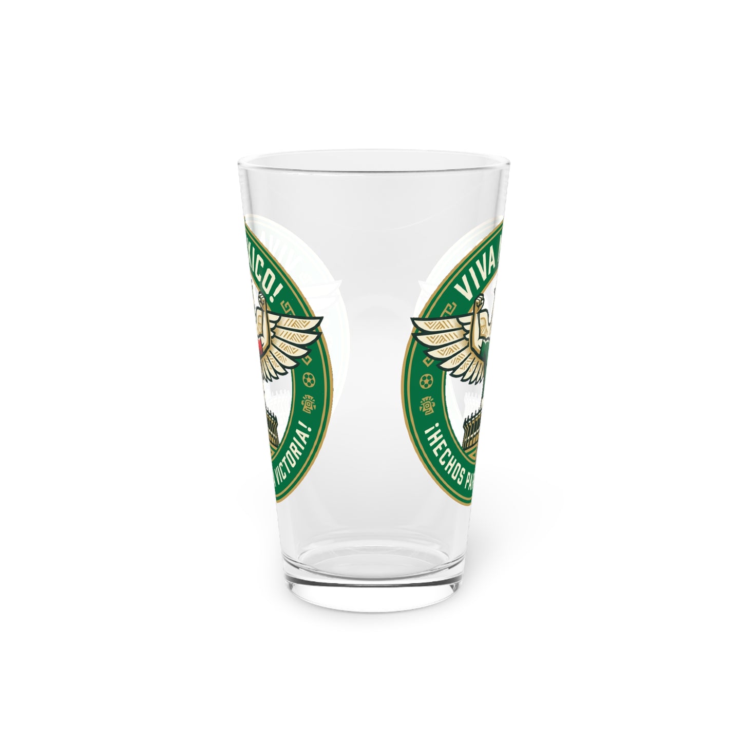 Mexico Soccer Fan Pint Glass — Viva México Football Crest Beer Glass