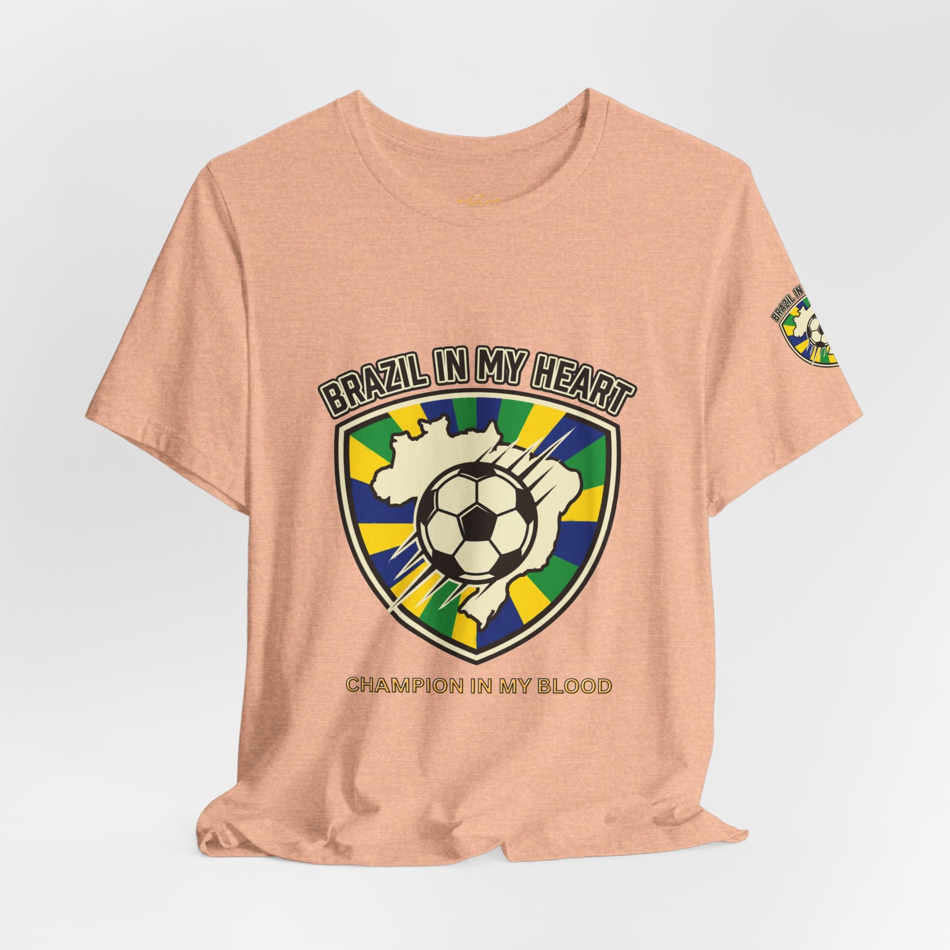 Brazil in My Heart Soccer Crest Tee | country pride, retro soccer - Trending Novelties & Gifts