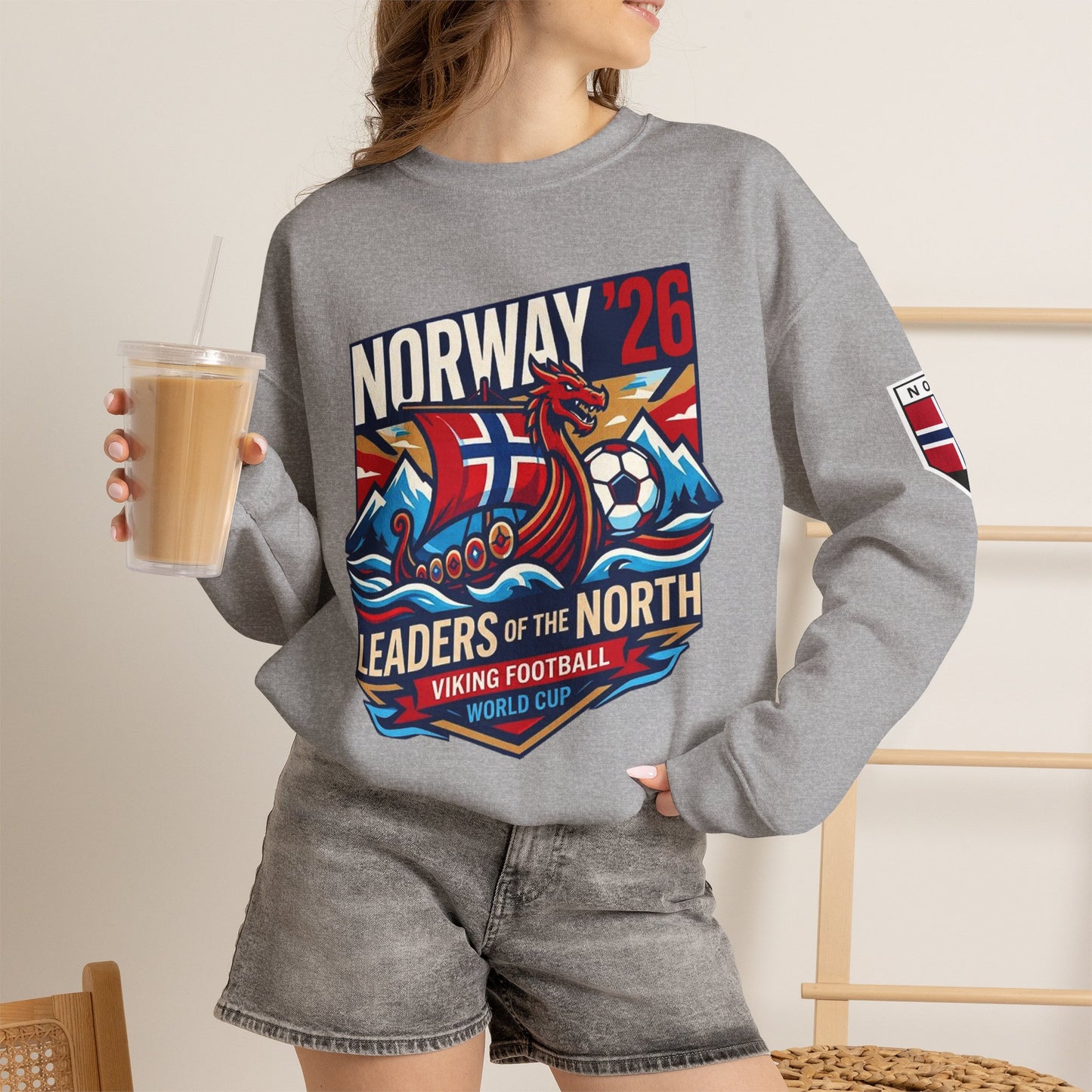 Norway '26 Viking Soccer Sweatshirt — Leaders of the North World Cup Fan Pullover