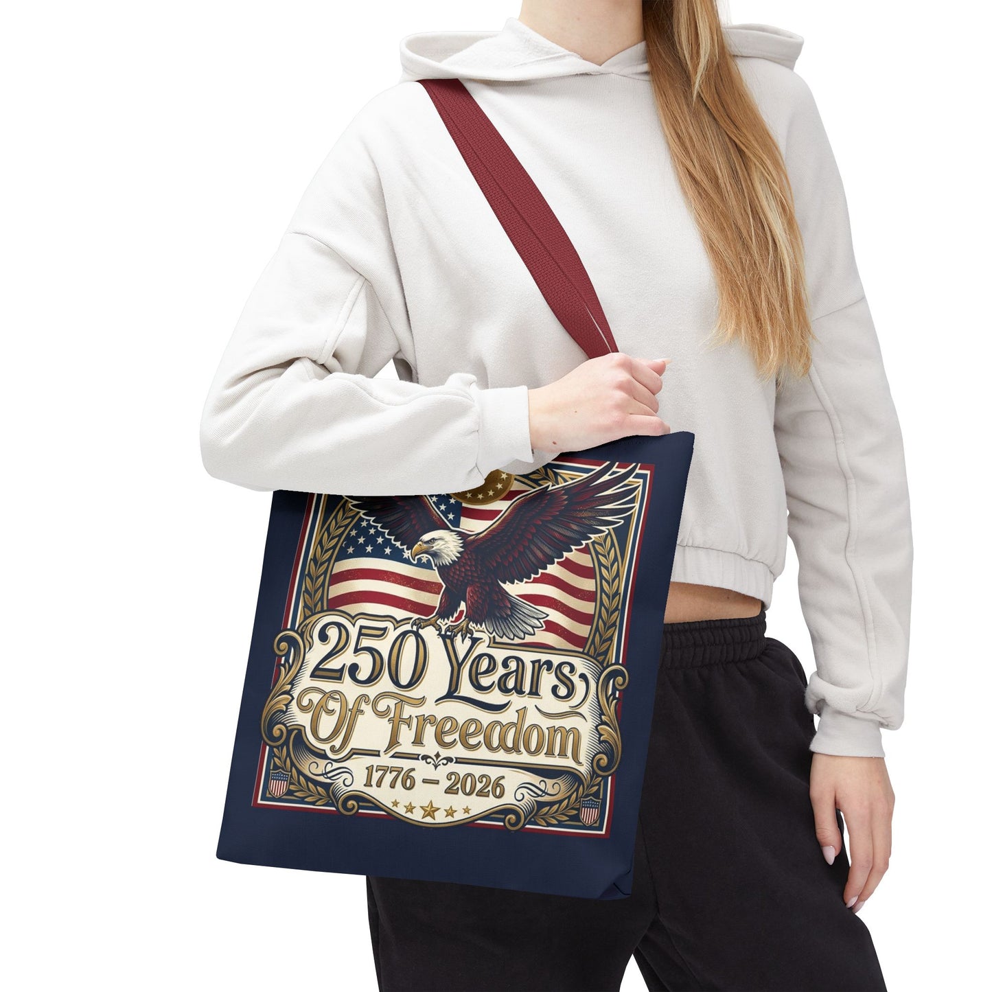 250 Years of Freedom Tote Bag — USA 250th ANNIVERSARY Eagle American Flag Tote Bag - Trending Novelties & Gifts