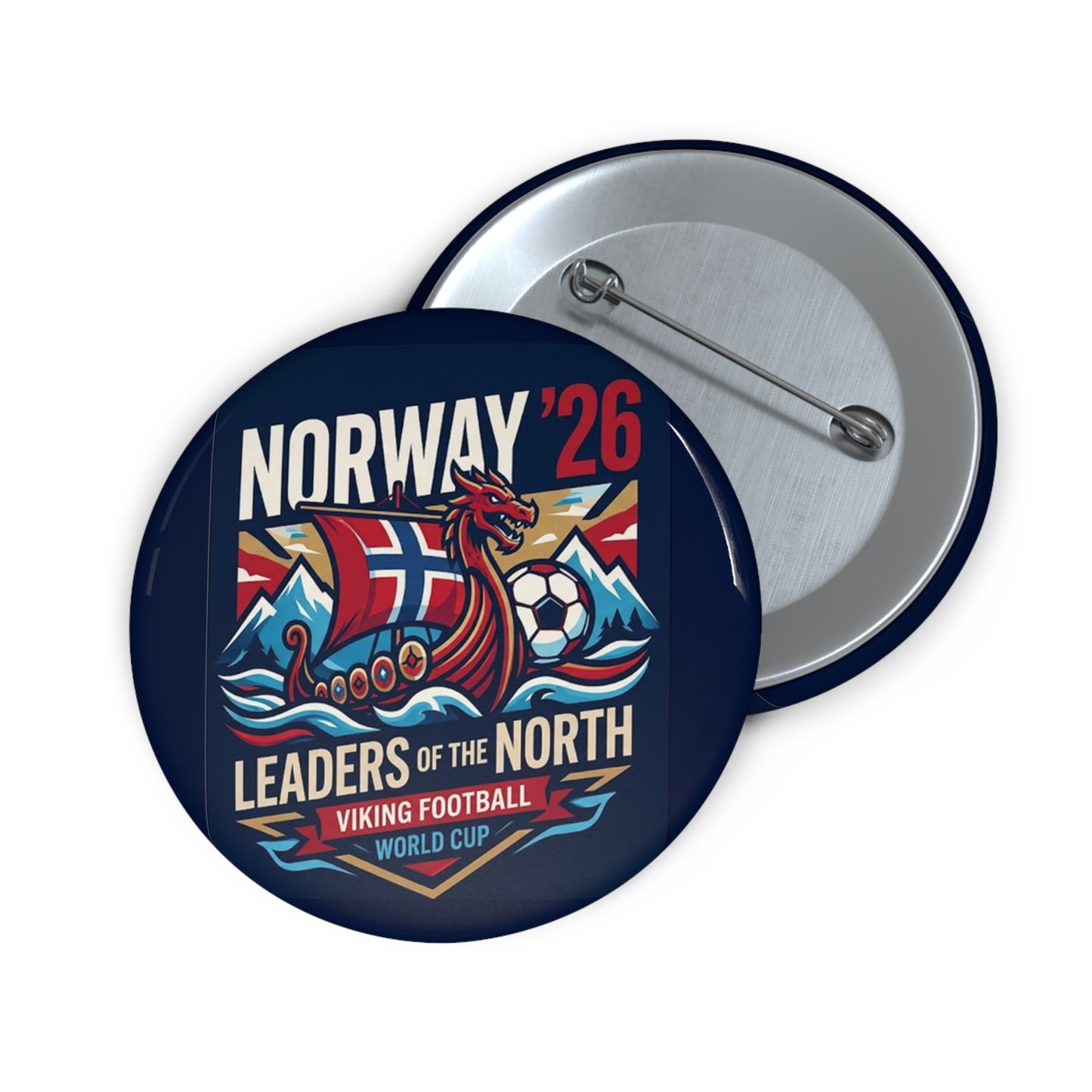 Norway Viking Football Pin Button — "Leaders of the North" Soccer Badge