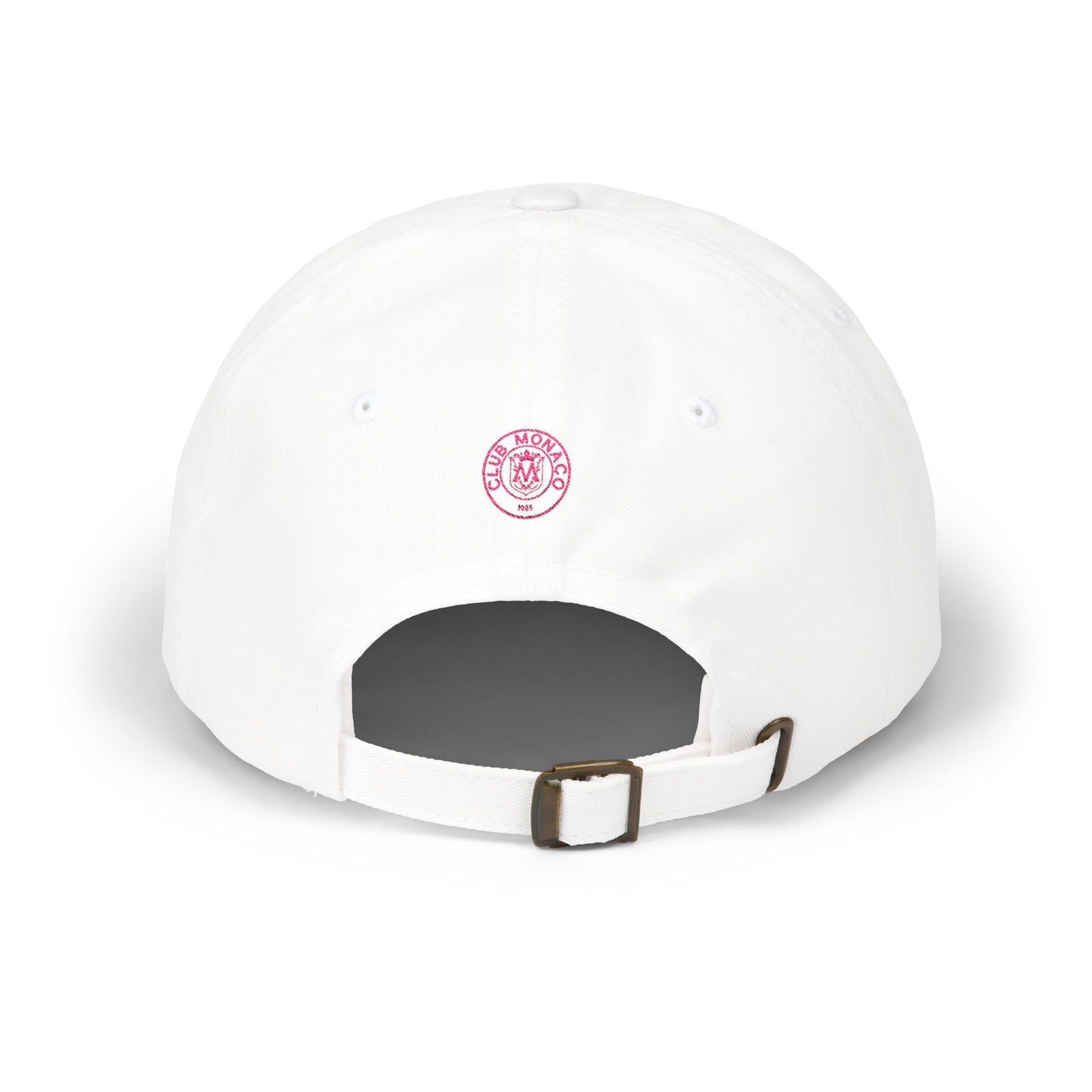 Club Monaco Embroidered Dad Cap — Classic White Baseball Hat (EM)