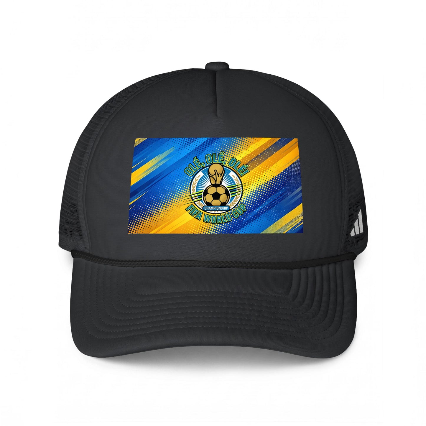 World Cup Soccer '26 Trucker Cap — Blue & Yellow Striped World Cup Cap - Trending Novelties & Gifts