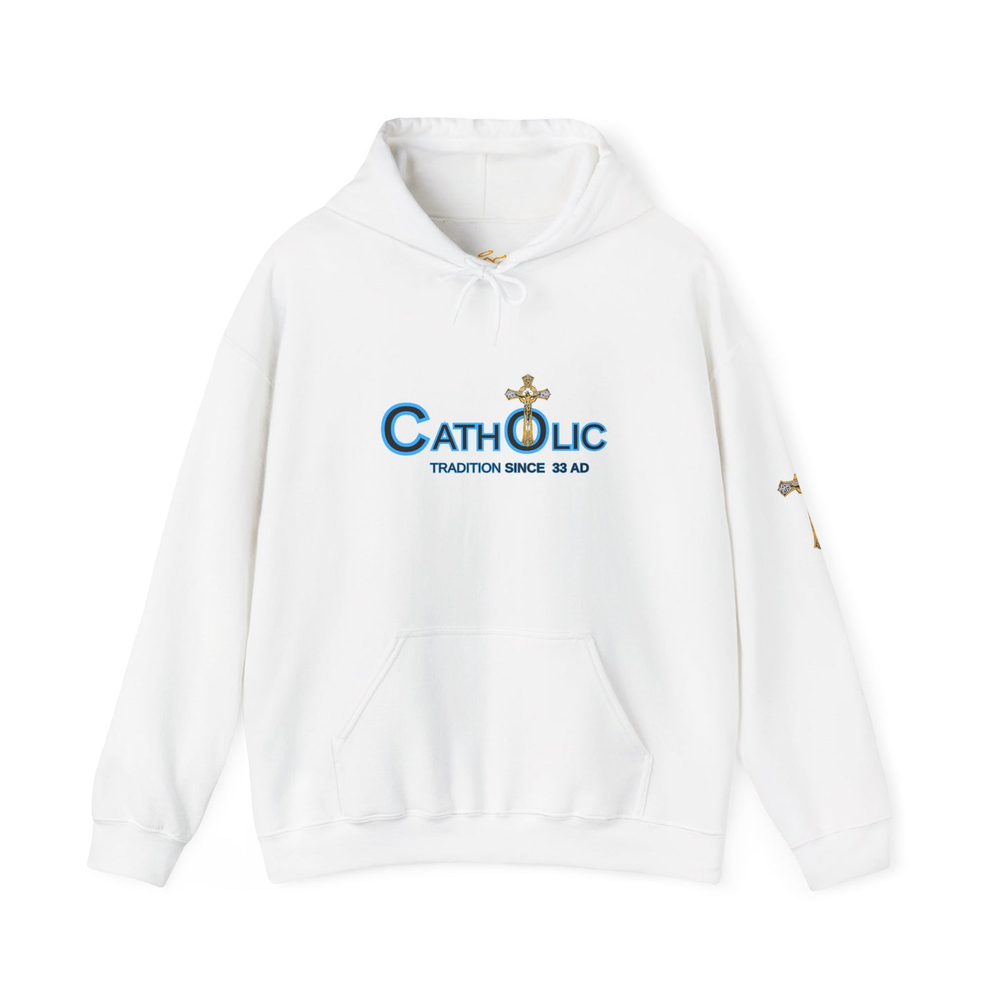 Catholic Hoodie - "Catholic: Tradition Since 33 AD" Pullover with Cross Accent (CT)