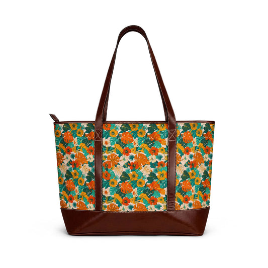 Summer Floral Handbag — Orange & Teal Garden Shoulder Bag - Trending Novelties & Gifts