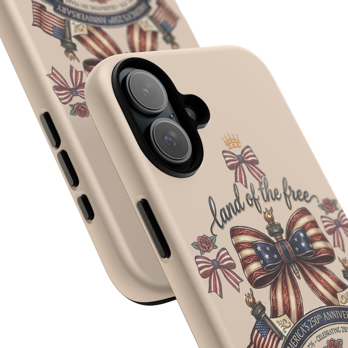 USA 250th ANNIVERSARY "Land of the Free" Tough Phone Case – USA Flag Bow Phone Cover - Trending Novelties & Gifts
