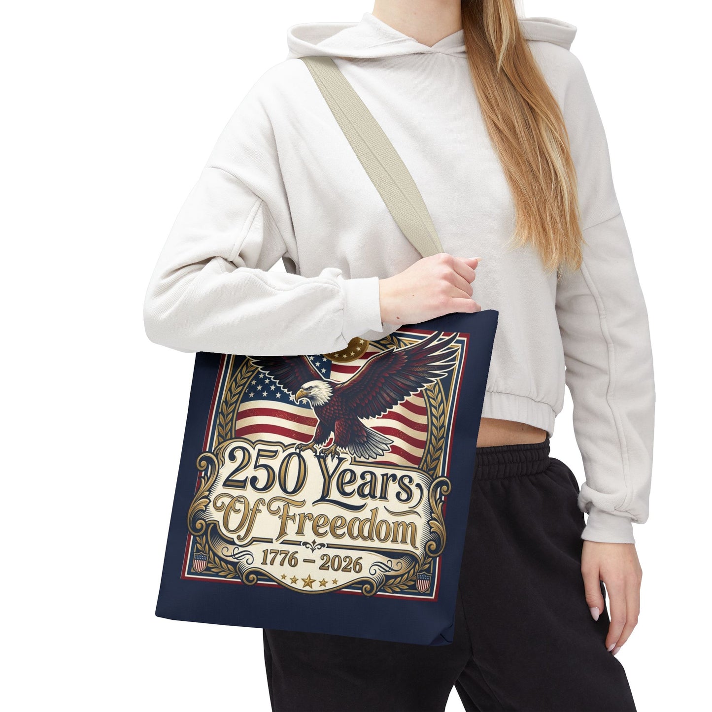250 Years of Freedom Tote Bag — USA 250th ANNIVERSARY Eagle American Flag Tote Bag - Trending Novelties & Gifts