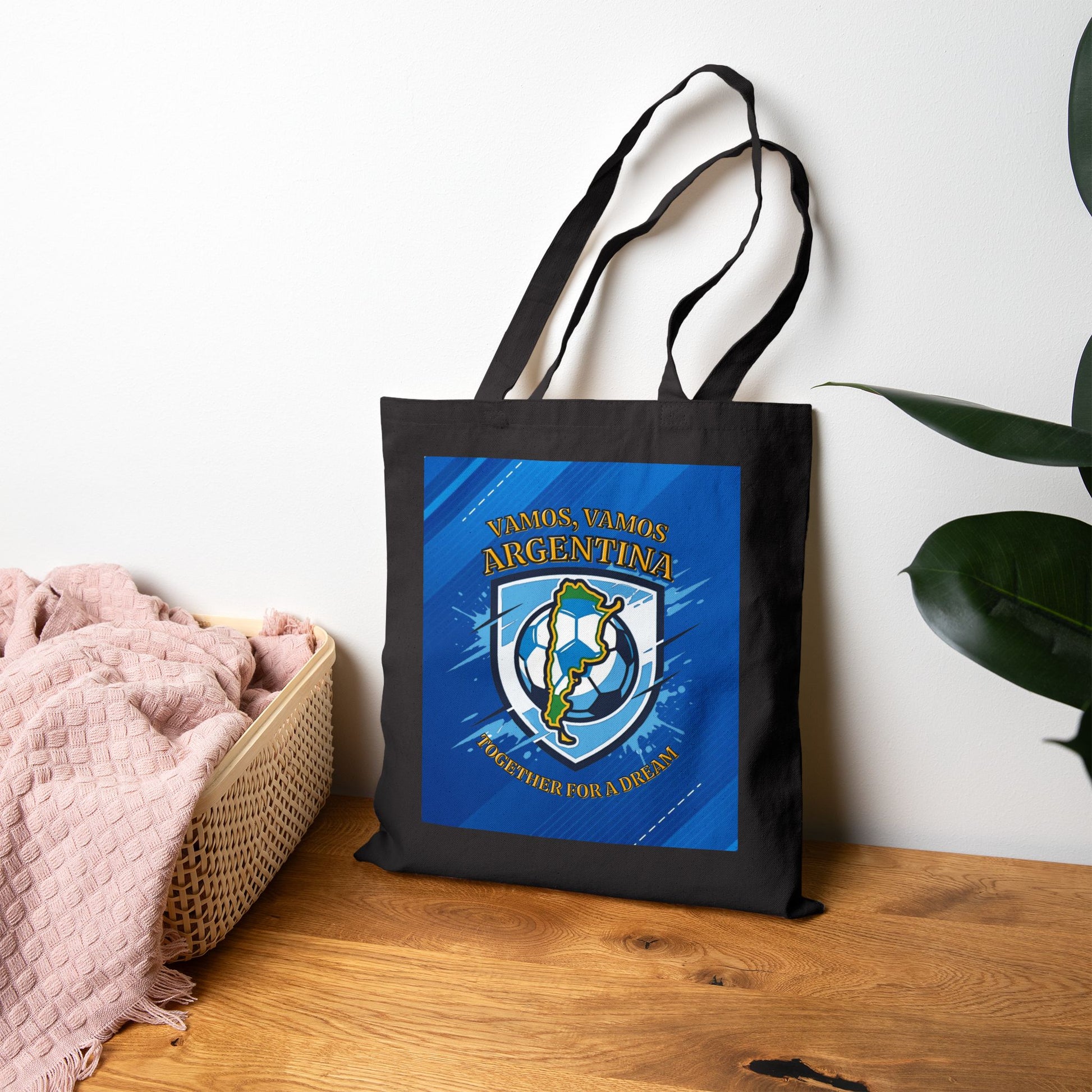 Argentina Soccer Tote Bag – 'Vamos, Vamos Argentina' Canvas Grocery & Game Day Tote - Trending Novelties & Gifts