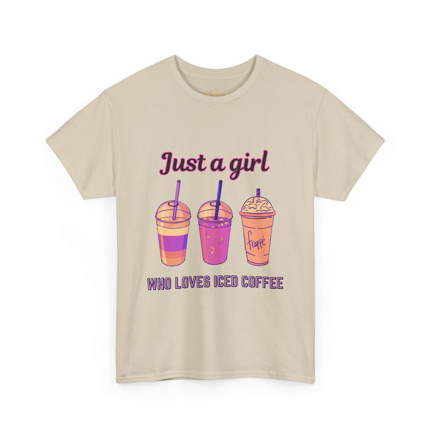 Coffee Lover Cotton Tee - Just a Girl Who Loves Iced Coffee