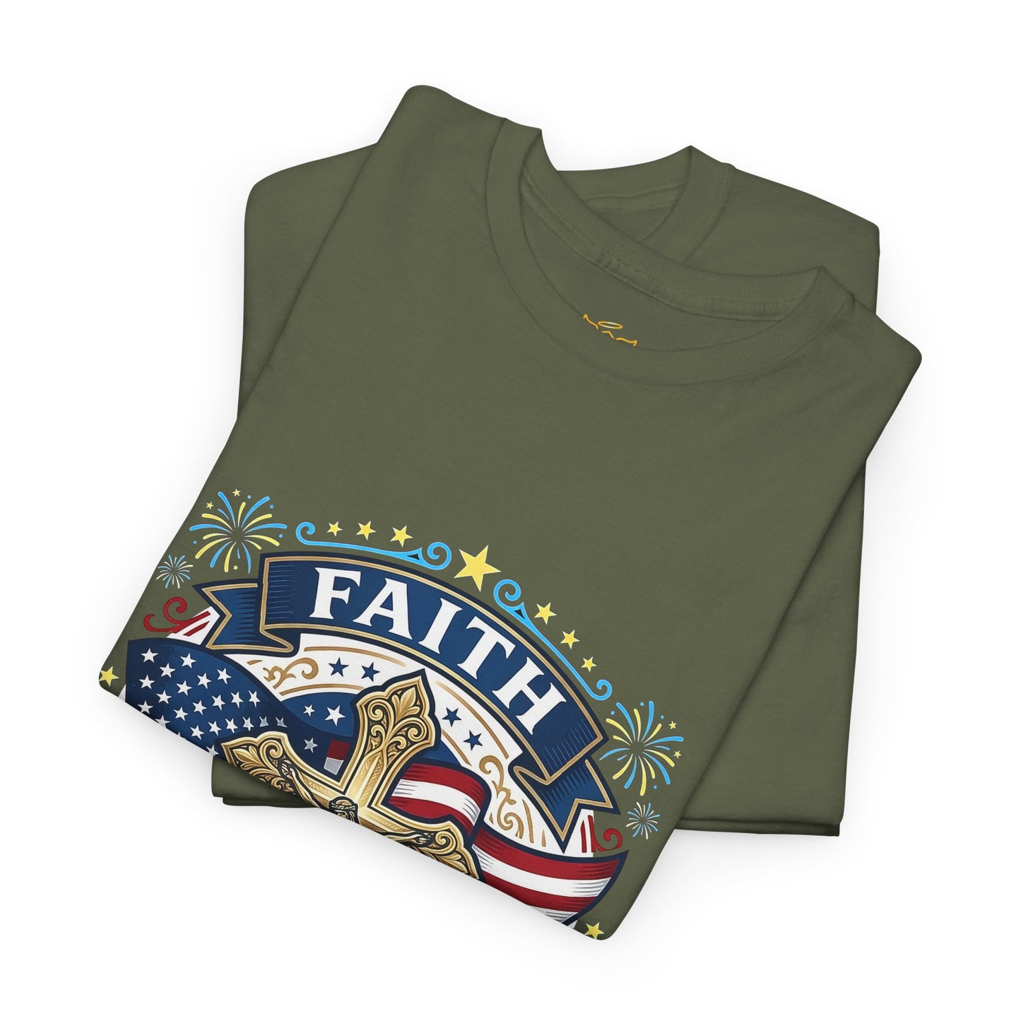 Catholic Faith Family & Freedom T-Shirt — American Flag Cross Patriotic T-shirt (USA 250th)