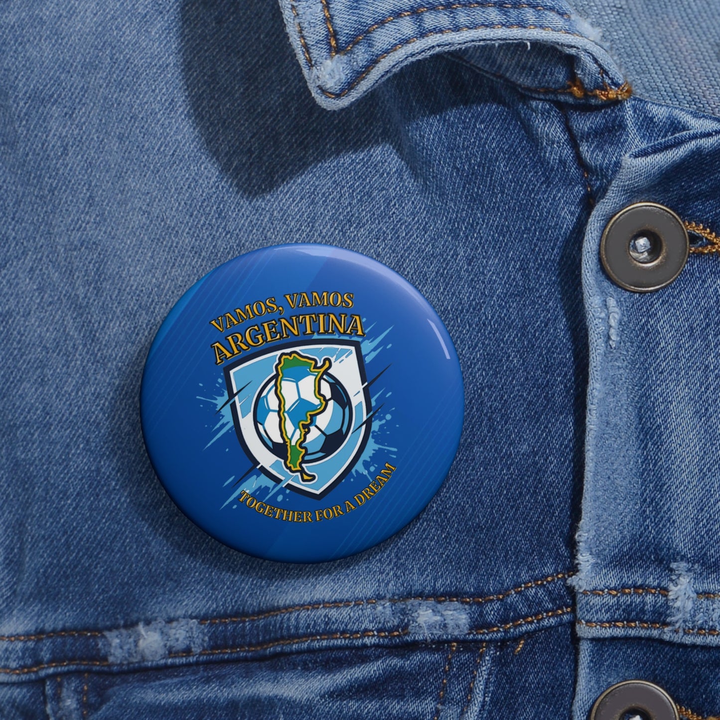 Argentina Soccer Pin Button — "Vamos, Vamos Argentina" Fan Badge - Trending Novelties & Gifts