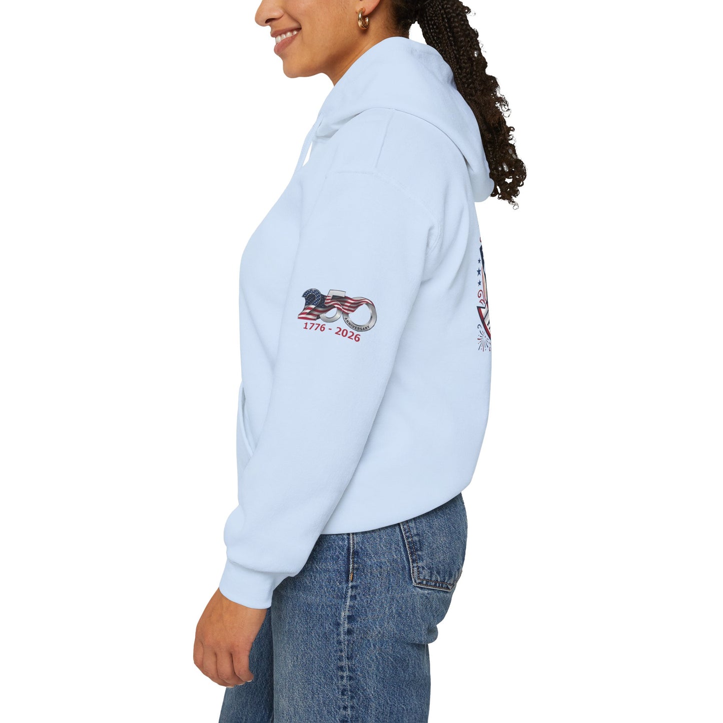 Catholic Faith, Family & Freedom Hoodie - Patriotic American Flag Cross Pullover (USA 250th)