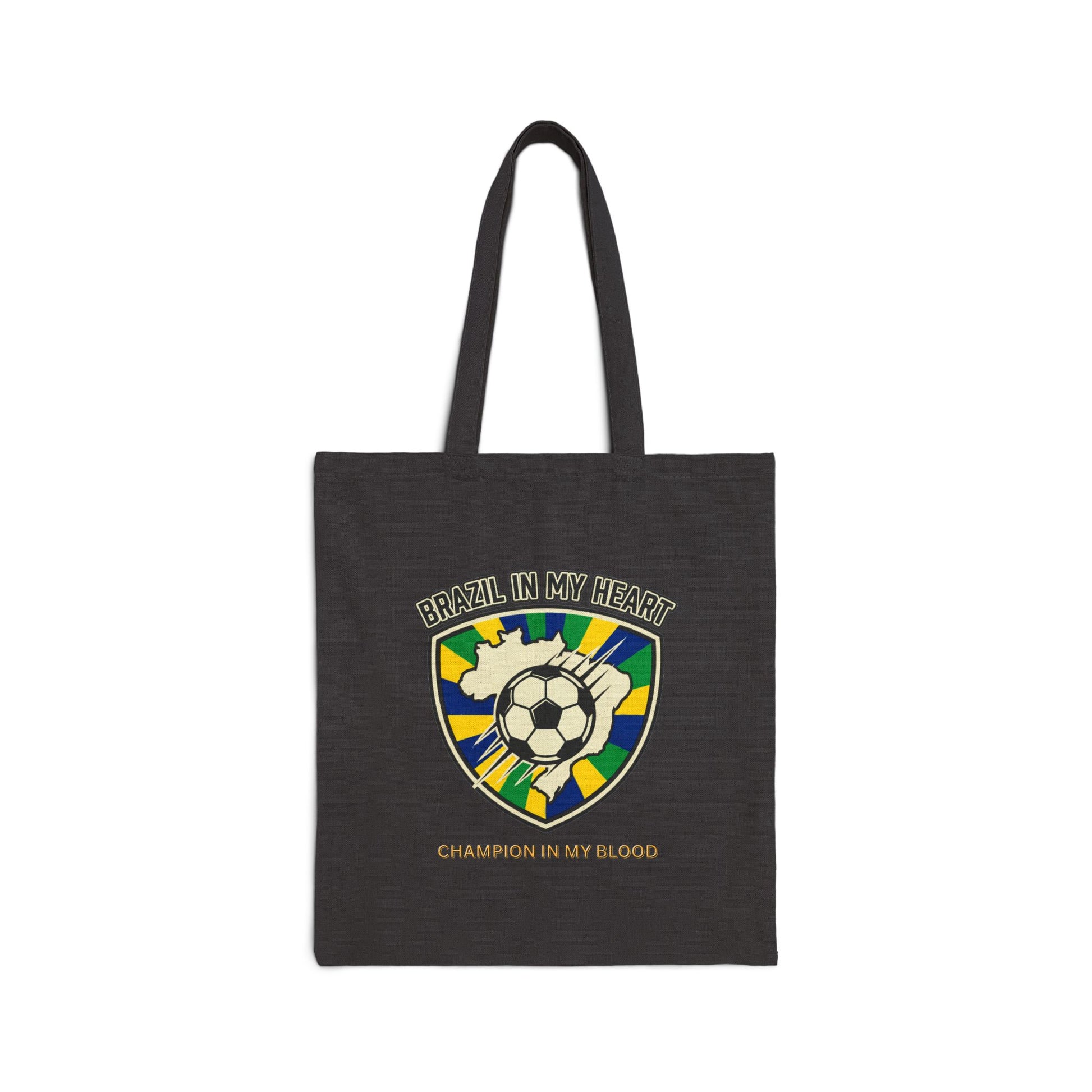 Champion in My Blood Tote, retro soccer crest, country pride, national colors - Trending Novelties & Gifts