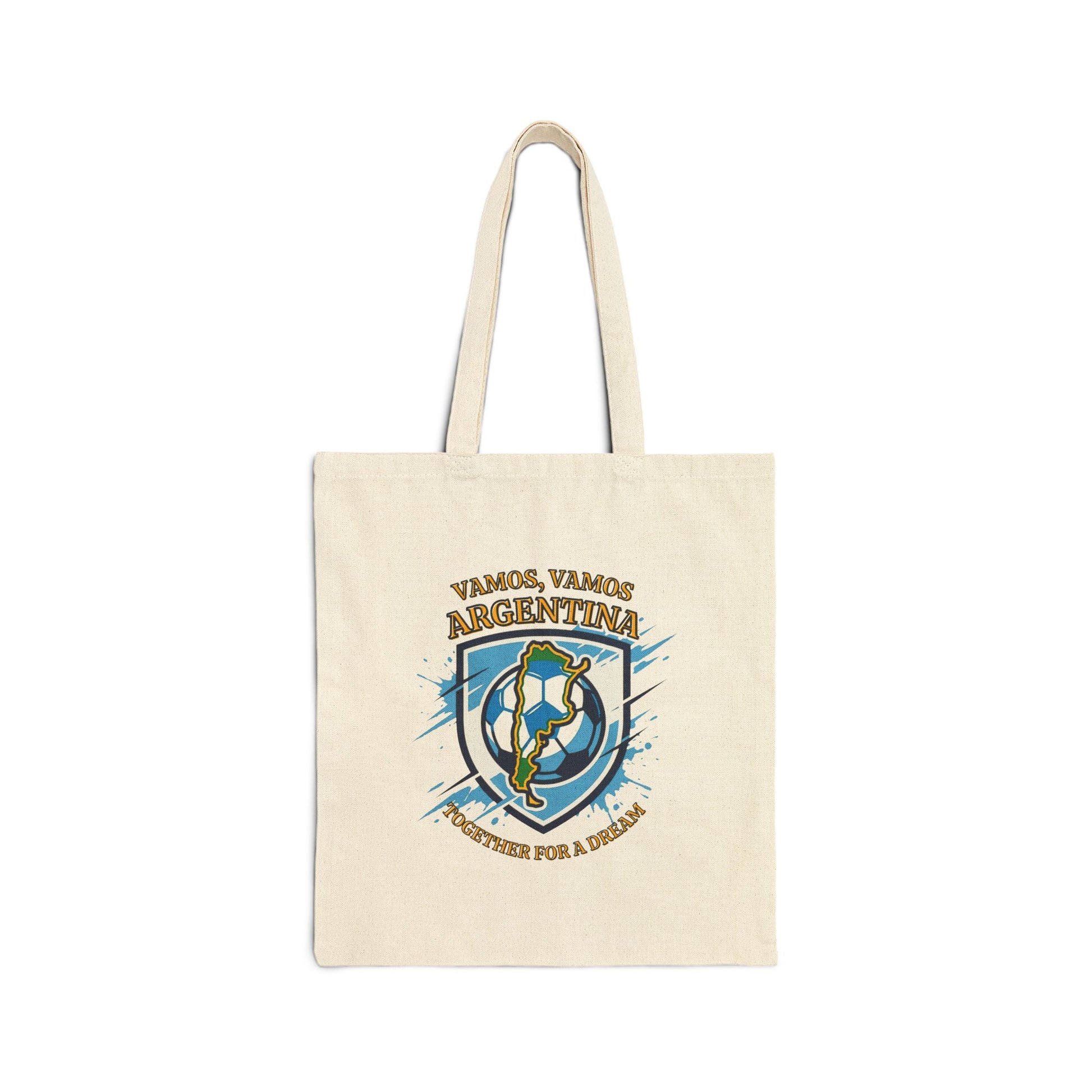 Argentina Soccer Tote Bag – 'Vamos, Vamos Argentina' Canvas Grocery & Game Day Tote - Trending Novelties & Gifts