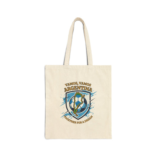 Argentina Soccer Tote Bag – 'Vamos, Vamos Argentina' Canvas Grocery & Game Day Tote - Trending Novelties & Gifts