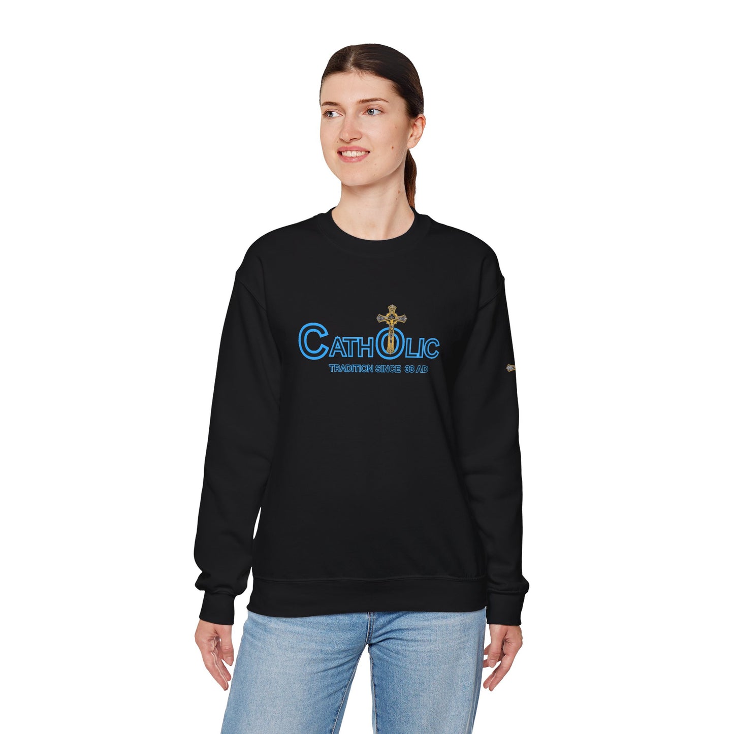 Catholic Crewneck Sweatshirt – "Tradition Since 33 AD" Religious Pullover ((CT)