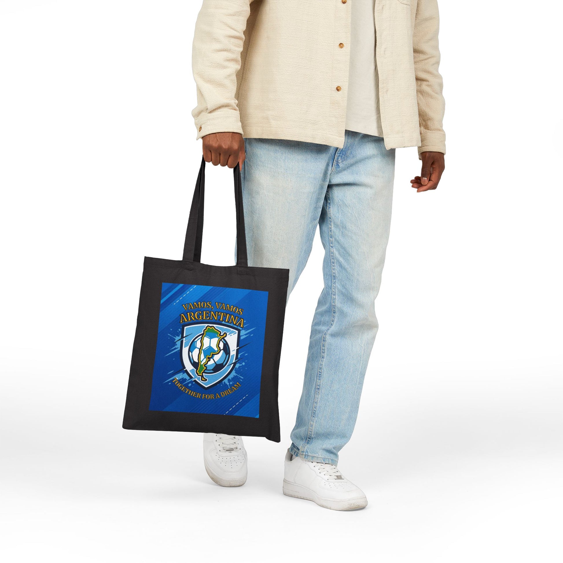 Argentina Soccer Tote Bag – 'Vamos, Vamos Argentina' Canvas Grocery & Game Day Tote - Trending Novelties & Gifts