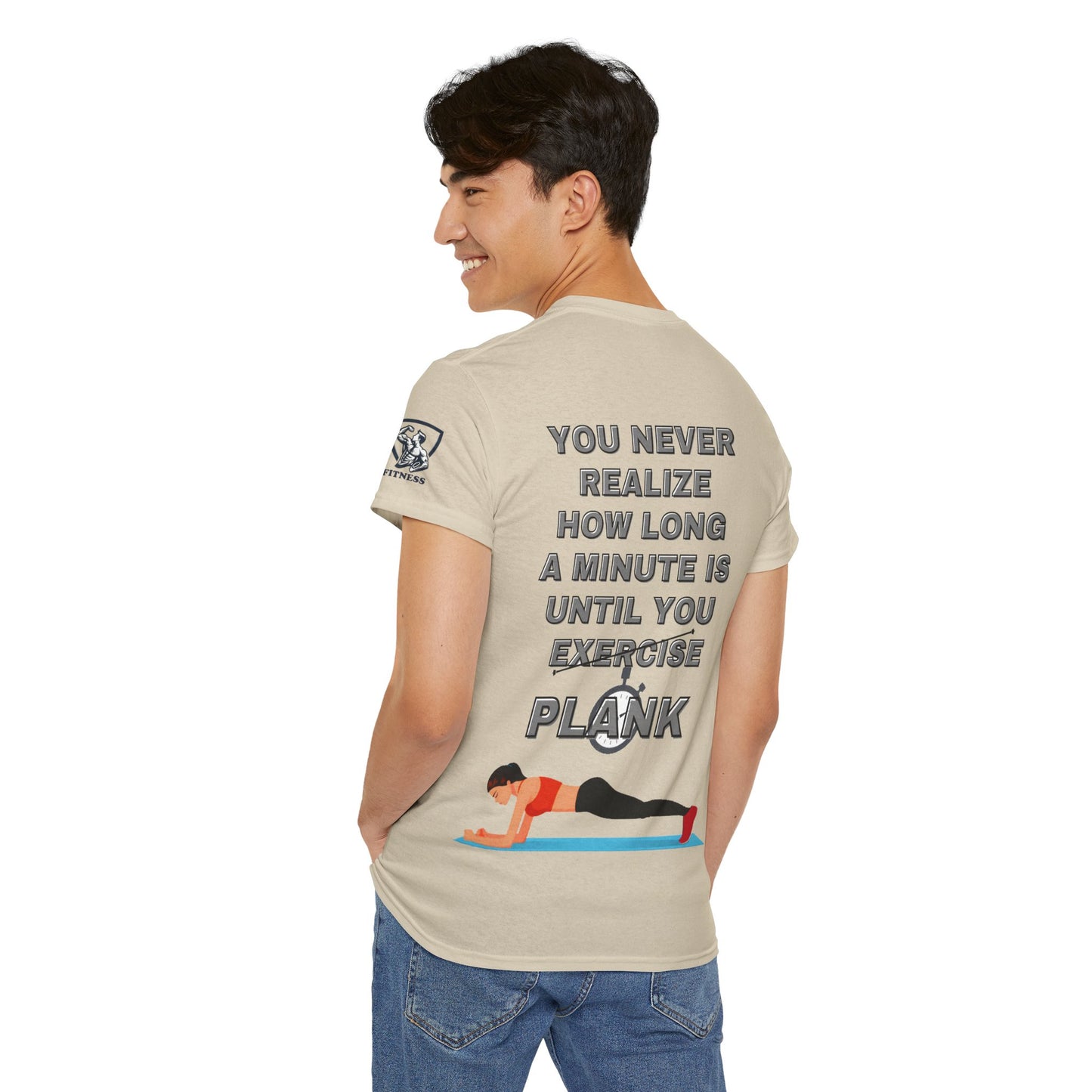 Plank Fitness Quotes Cotton T-shirt. FQT