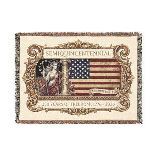 USA 250th ANNIVERSARY (SemiQuinCentennial) Woven Blanket – 250 Years of Freedom USA Flag Throw - Trending Novelties & Gifts