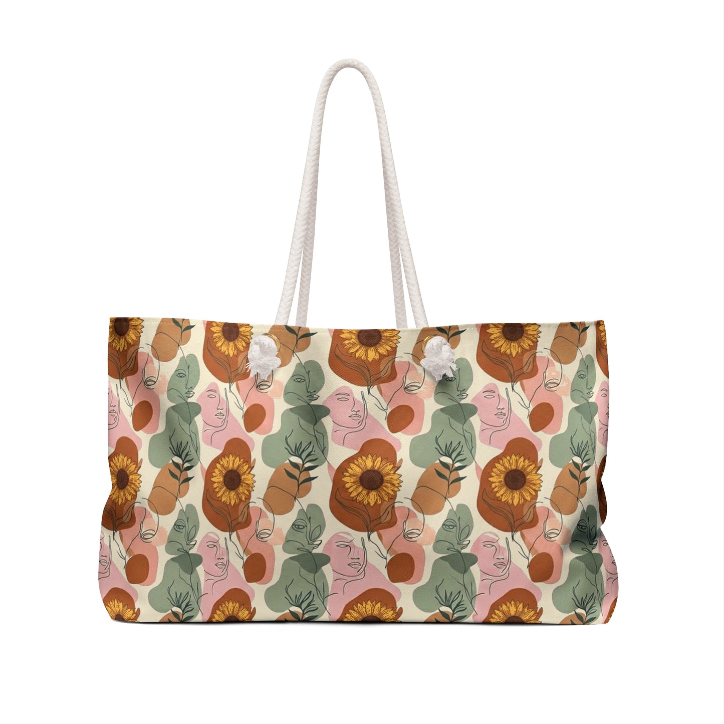 Boho Sunflower Weekender Bag – Floral Abstract Tote for Summer Travel & Beach - Trending Novelties & Gifts