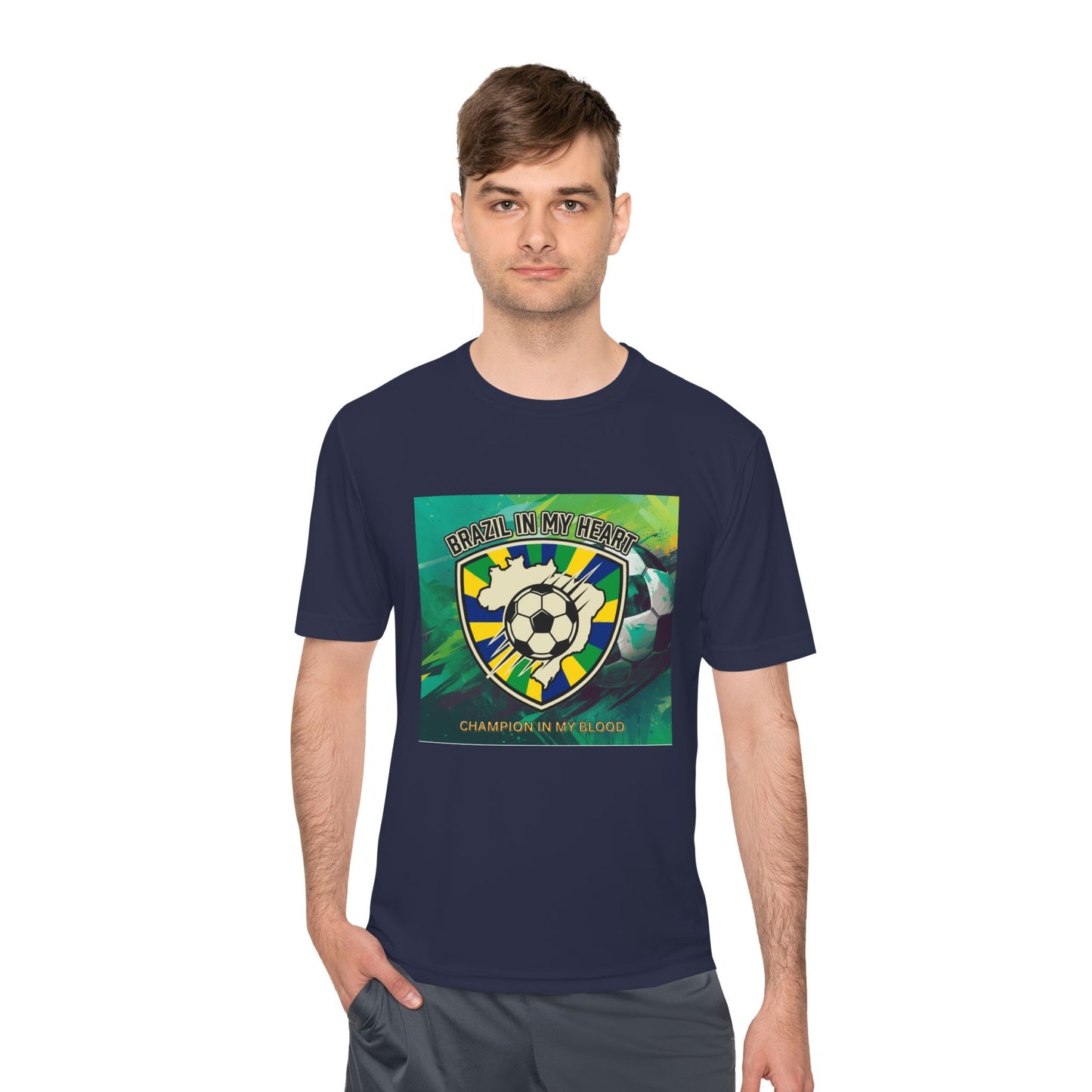 Brazil In My Heart Soccer Tee — Champion In My Blood Moisture-Wicking Shirt - Trending Novelties & Gifts