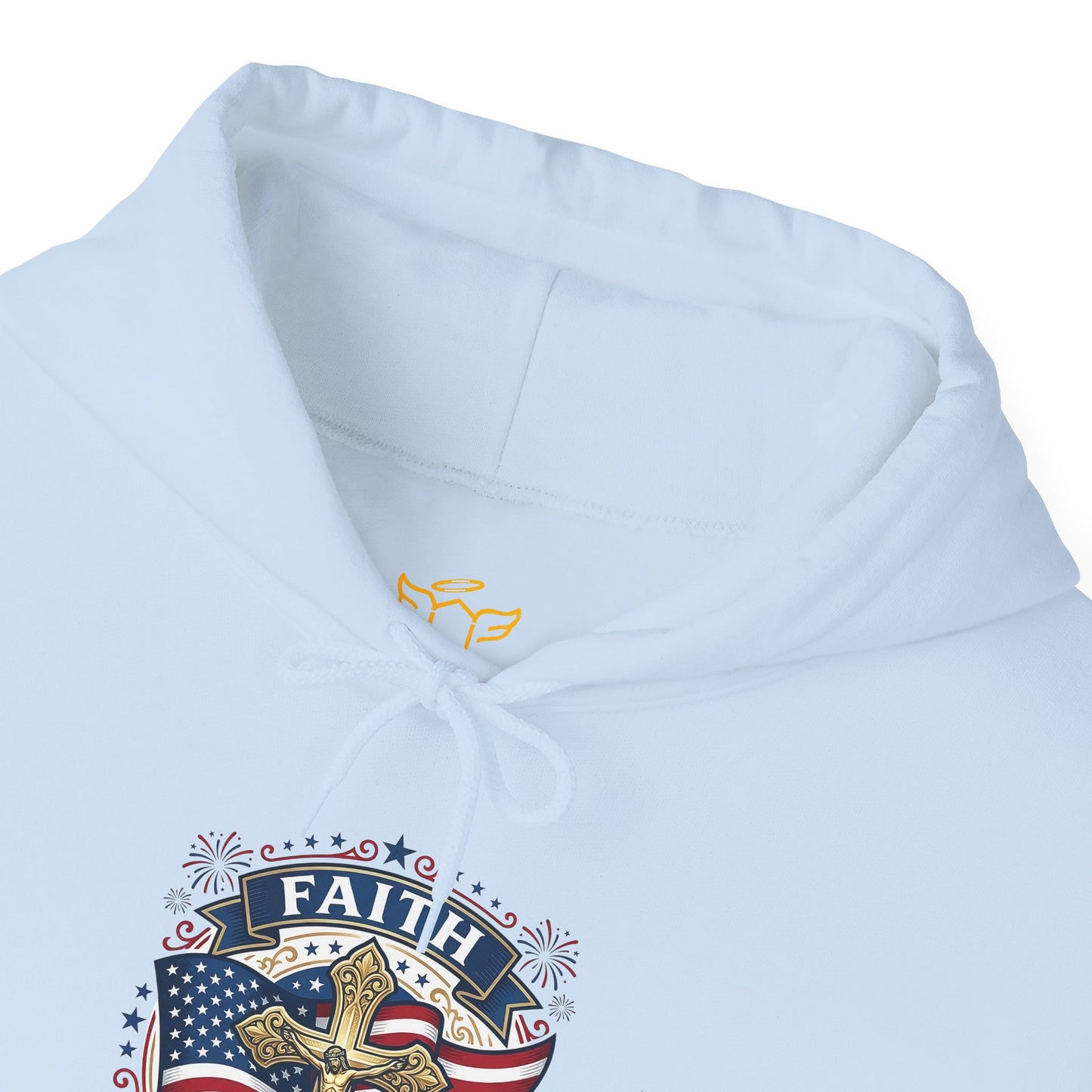 Catholic Faith, Family & Freedom Hoodie - Patriotic American Flag Cross Pullover (USA 250th)