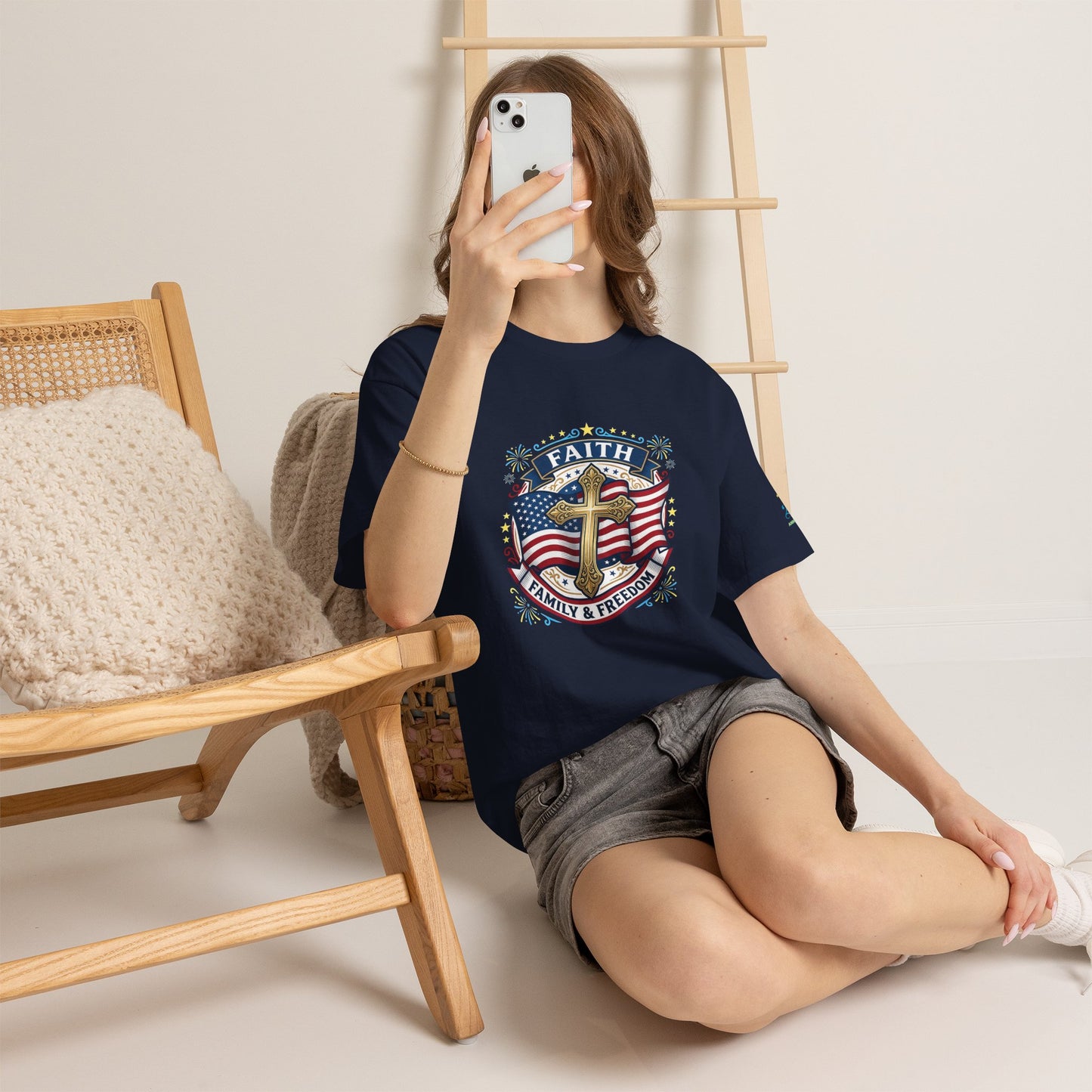Faith, Family & Freedom T-Shirt — American Flag Cross Patriotic Tee (USA 250th)