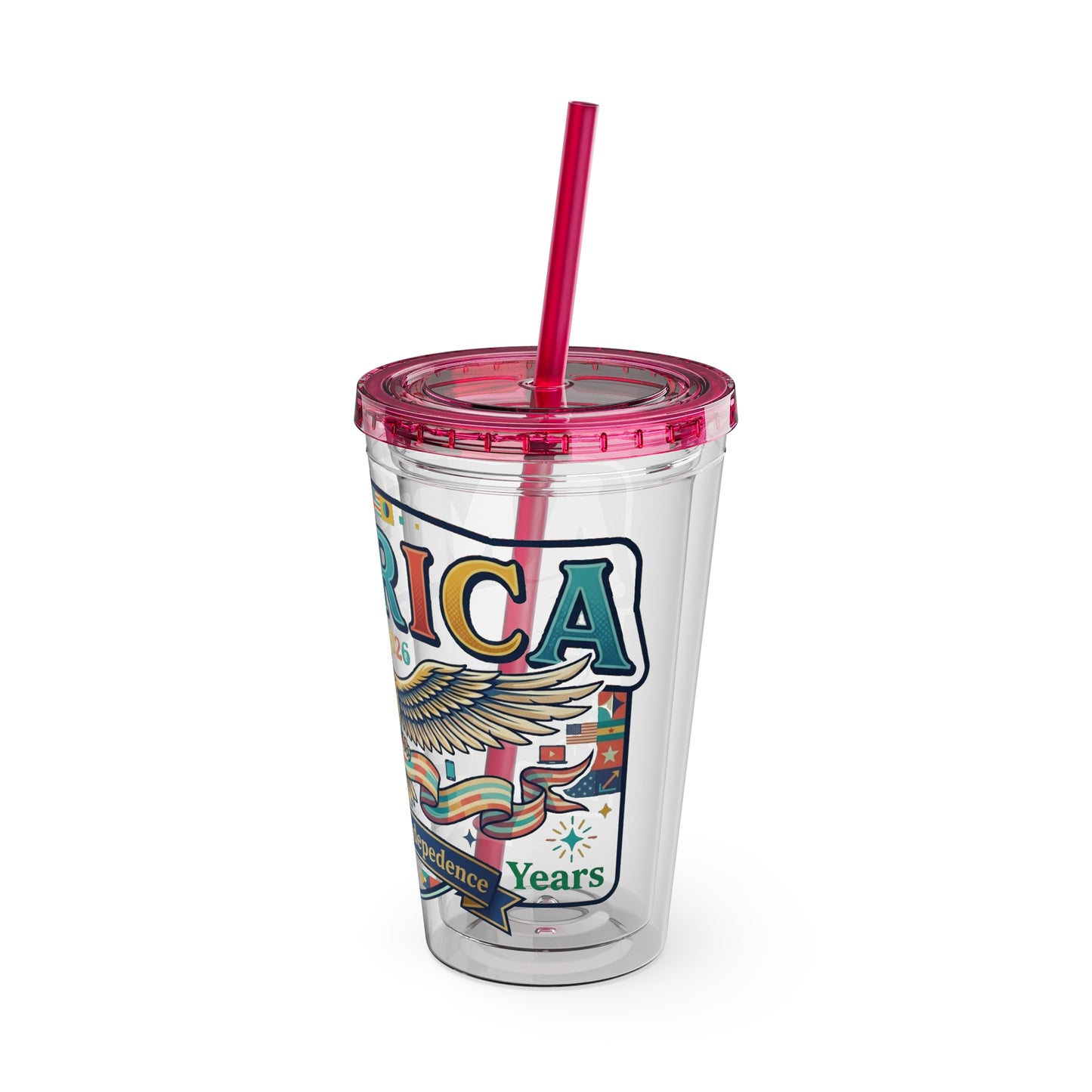 America 250 Years Eagle Tumbler with Straw |  USA 250th ANNIVERSARY Commemorative Drink Cup - Trending Novelties & Gifts