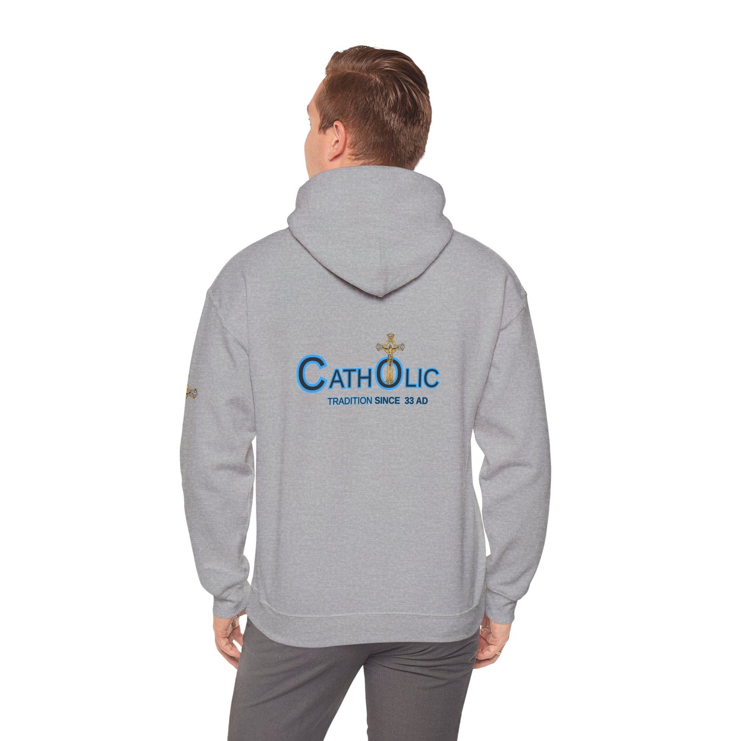Catholic Hoodie - "Catholic: Tradition Since 33 AD" Pullover with Cross Accent (CT)