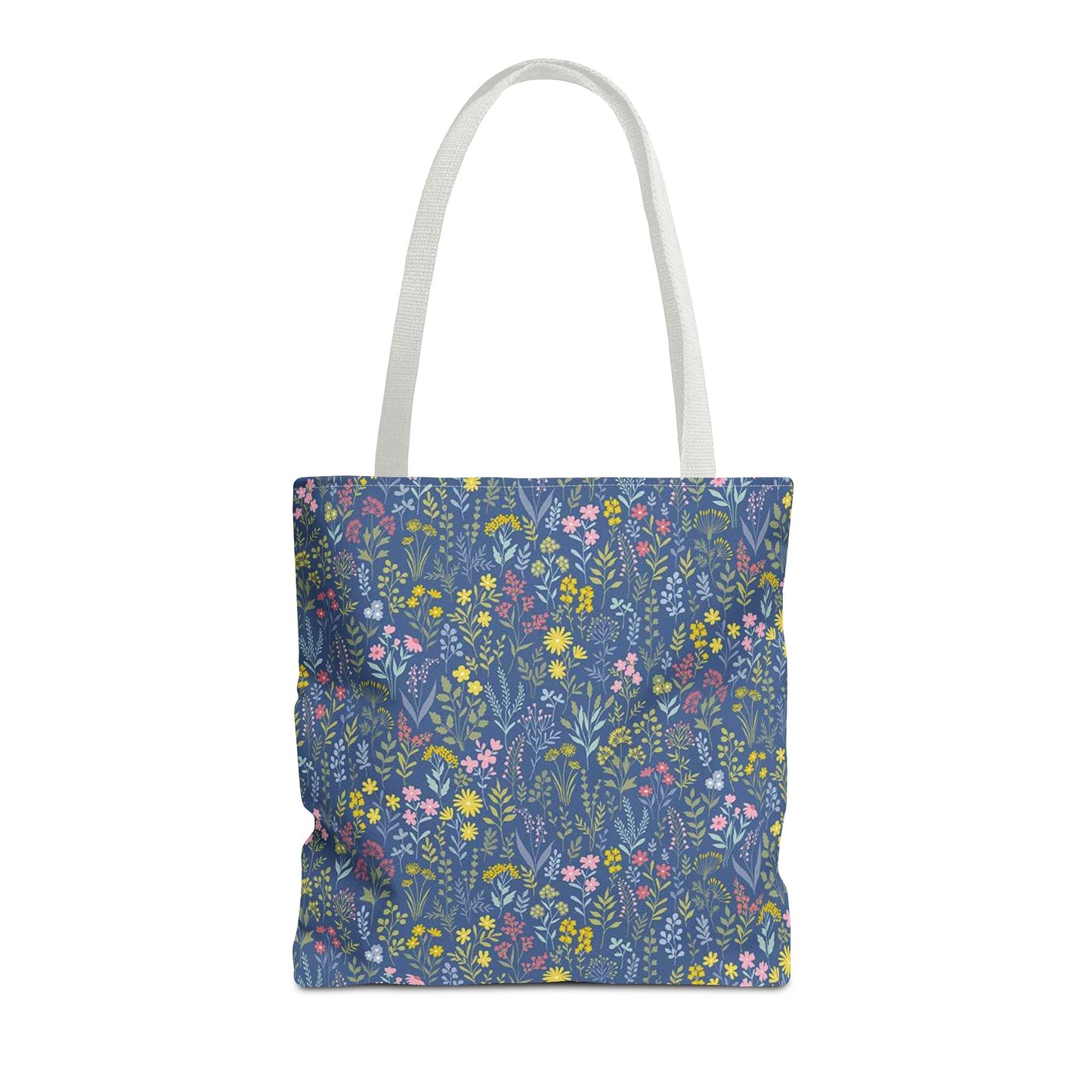 Wildflower Meadow Tote Bag — Blue Floral All-Over Print Eco Tote (summer)