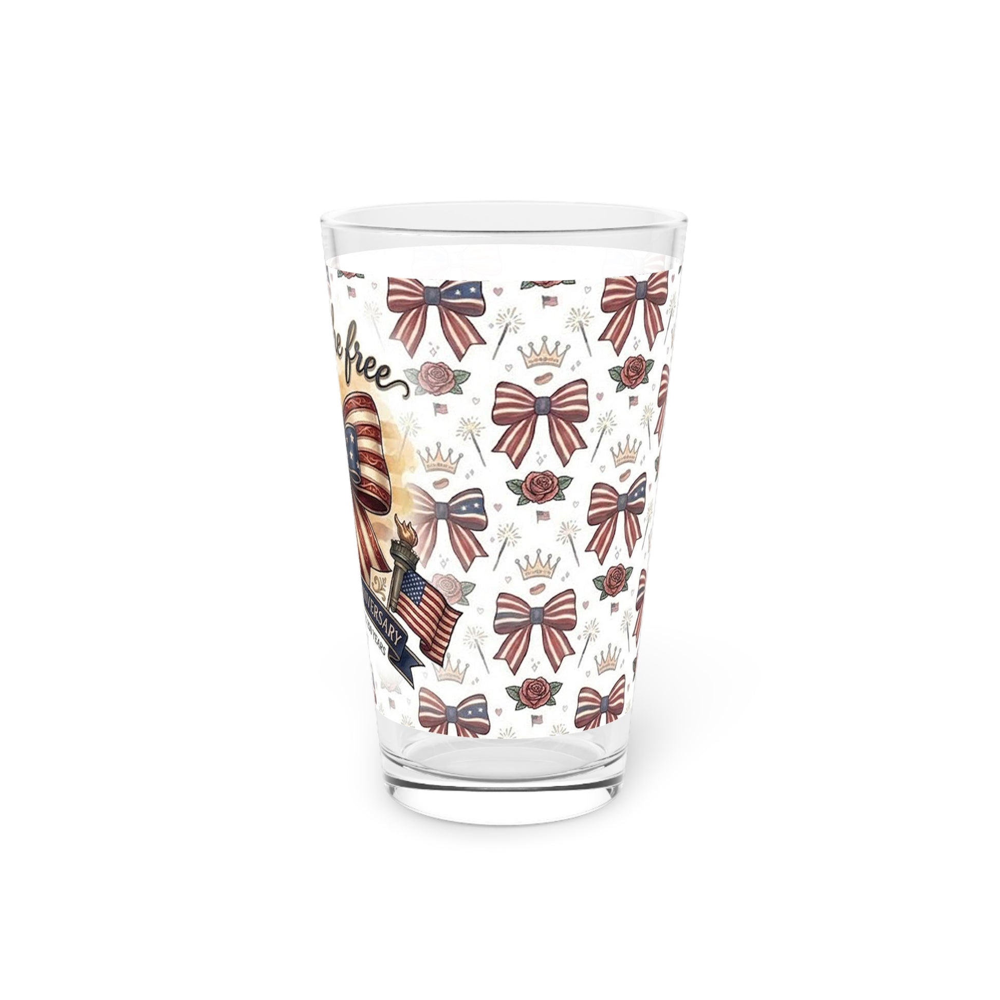 USA 250th ANNIVERSARY 16oz Pint Glass - Patriotic 'Land of the Free' 16oz Pint Glass - Trending Novelties & Gifts