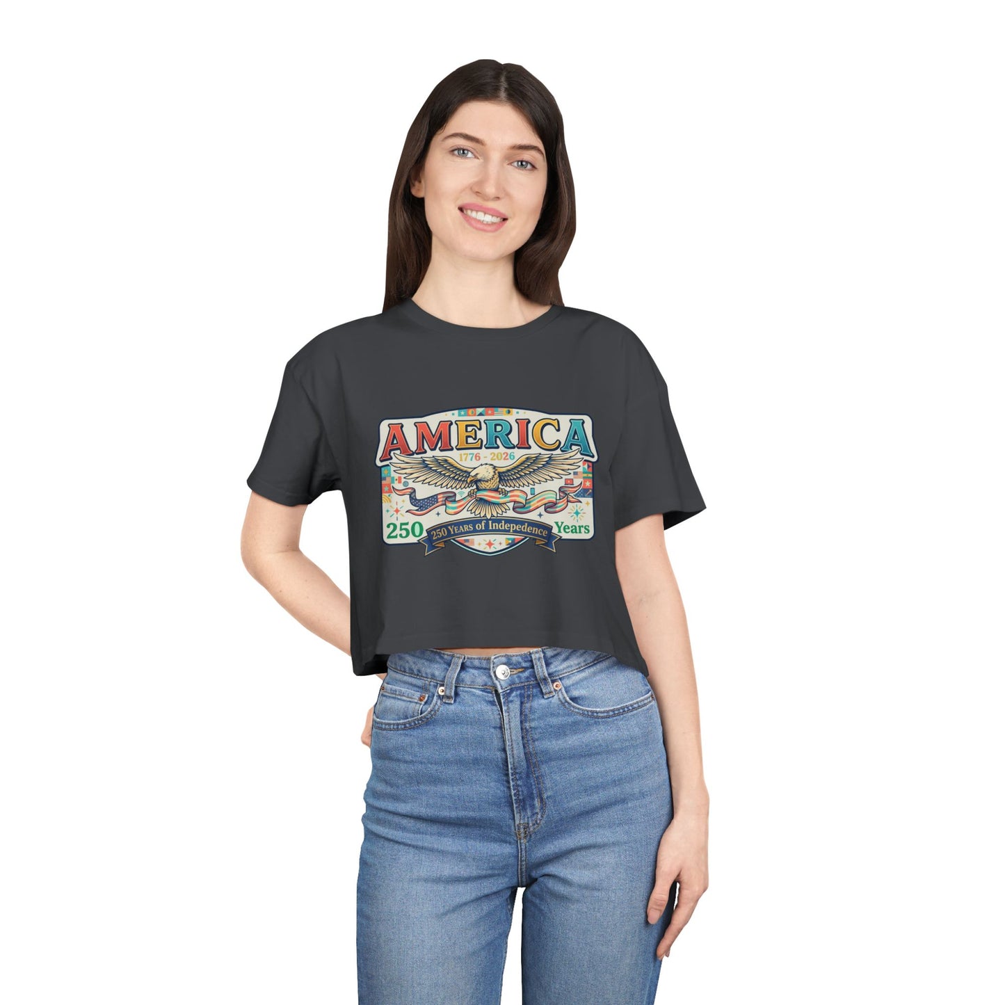 USA 250th ANNIVERSARY America Eagle  Women's Crop Tee | Patriotic 250 Years Independence Women's Crop Tee - Trending Novelties & Gifts