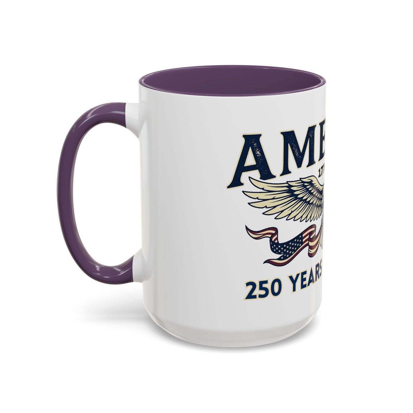 USA 250th ANNIVERSARY Accent Mug  | America  Eagle Coffee Mug — 250 Years of Freedom Accent Mug (11/15oz) - Trending Novelties & Gifts