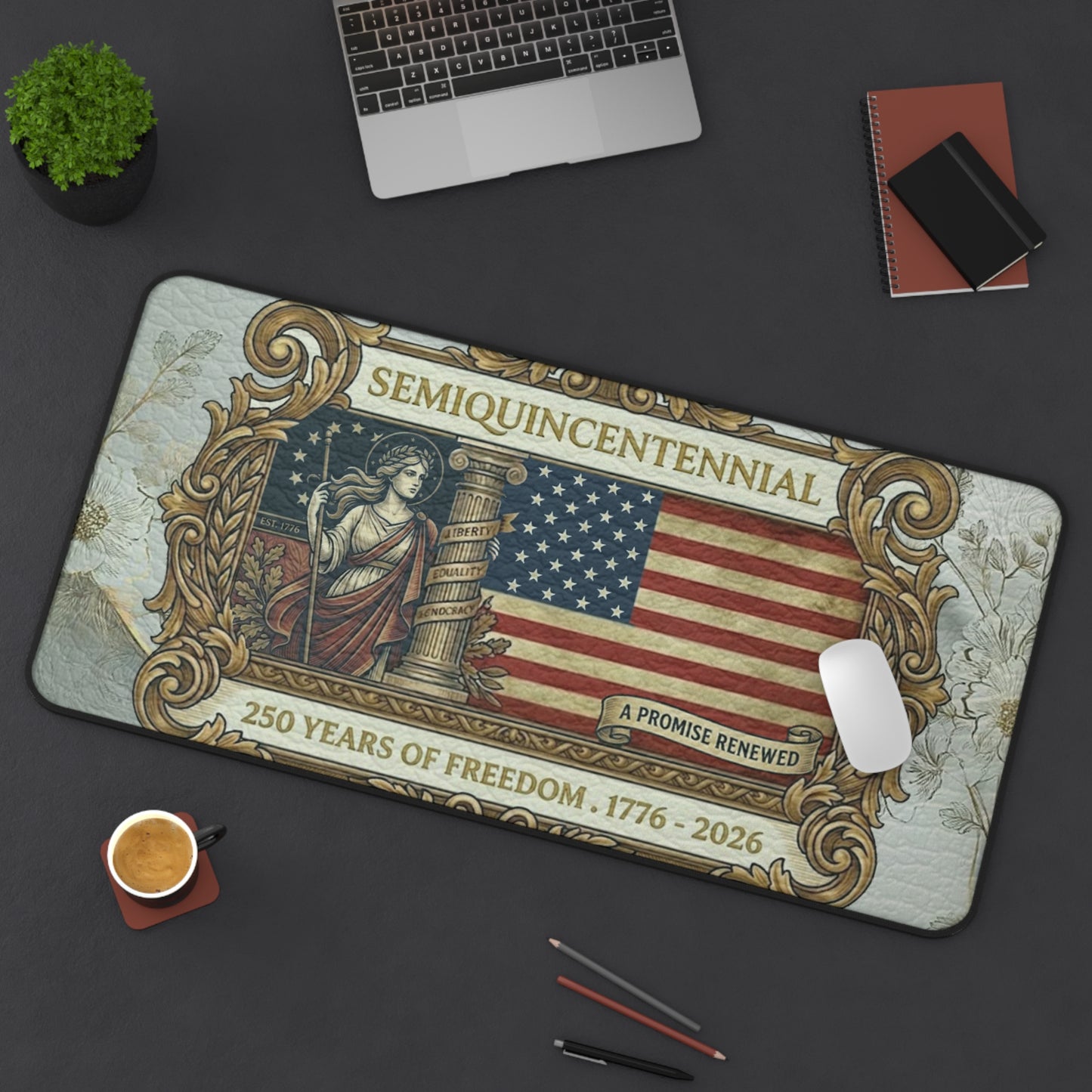 USA 250th ANNIVERSARY  (Semiquincentennial) Commemorative Desk Mat |  America 250 Years of Freedom Vintage Design Desk Mat - Trending Novelties & Gifts