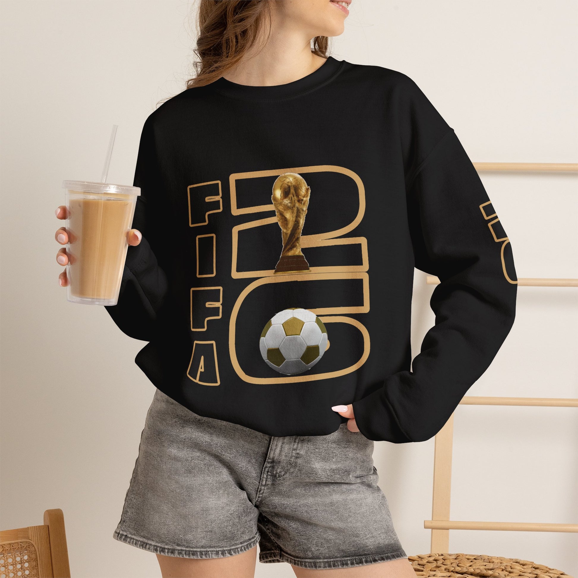 FIFA World Cup 2026 Crewneck Sweatshirt — Gold Trophy & Soccer Ball Design - Trending Novelties & Gifts