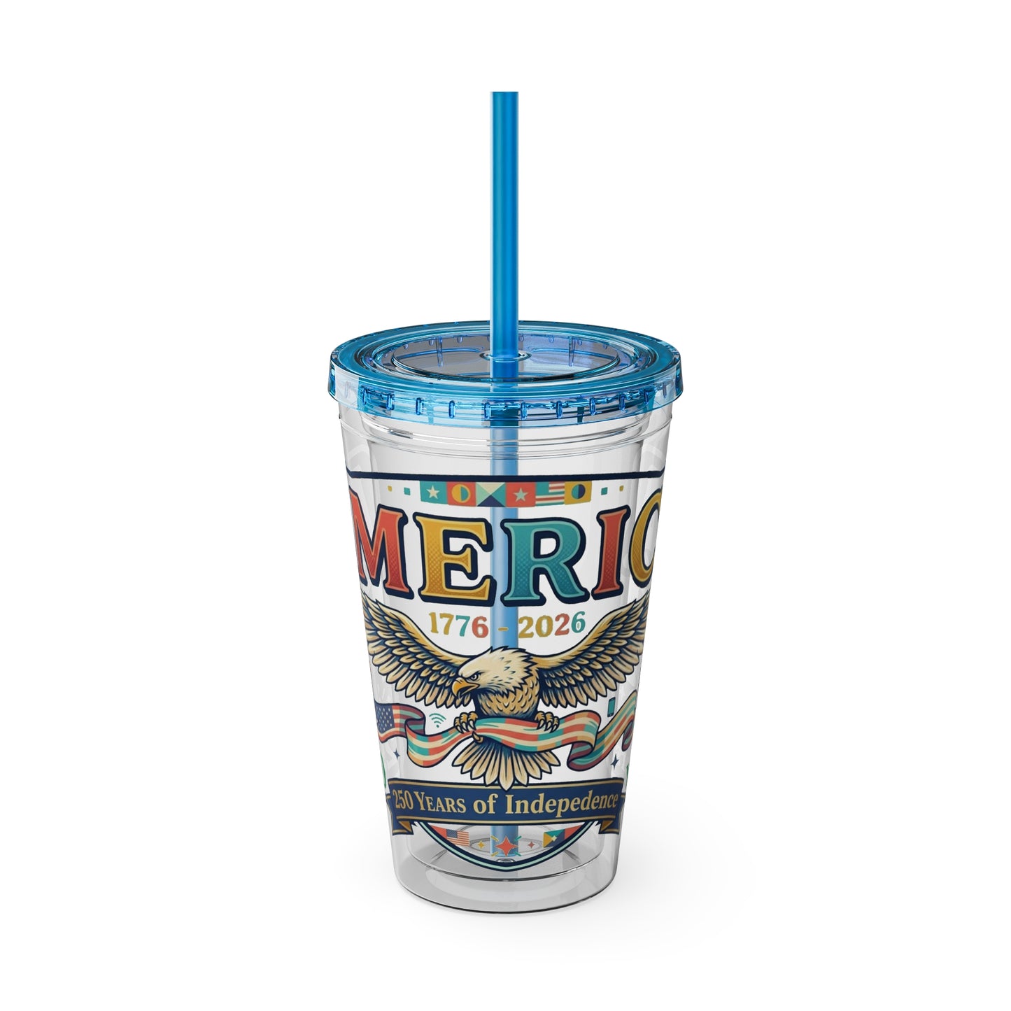 America 250 Years Eagle Tumbler with Straw |  USA 250th ANNIVERSARY Commemorative Drink Cup - Trending Novelties & Gifts