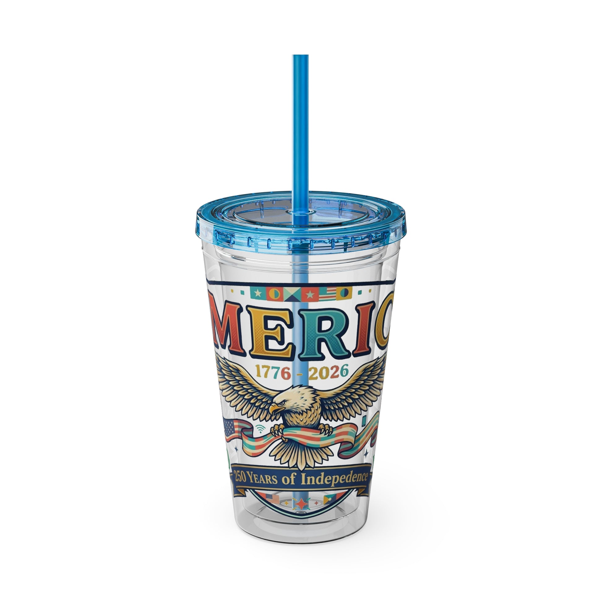 America 250 Years Eagle Tumbler with Straw |  USA 250th ANNIVERSARY Commemorative Drink Cup - Trending Novelties & Gifts