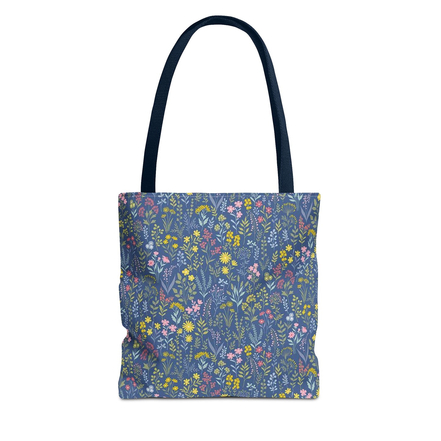 Wildflower Meadow Tote Bag — Blue Floral All-Over Print Eco Tote (summer)