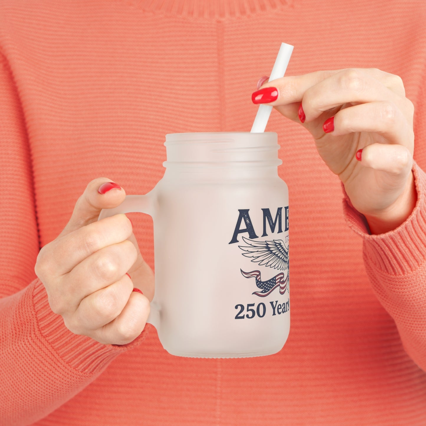 American 250th Anniversary Mason Jar Tumbler – USA 250th ANNIVERSARY Glass Mug with Straw - Trending Novelties & Gifts