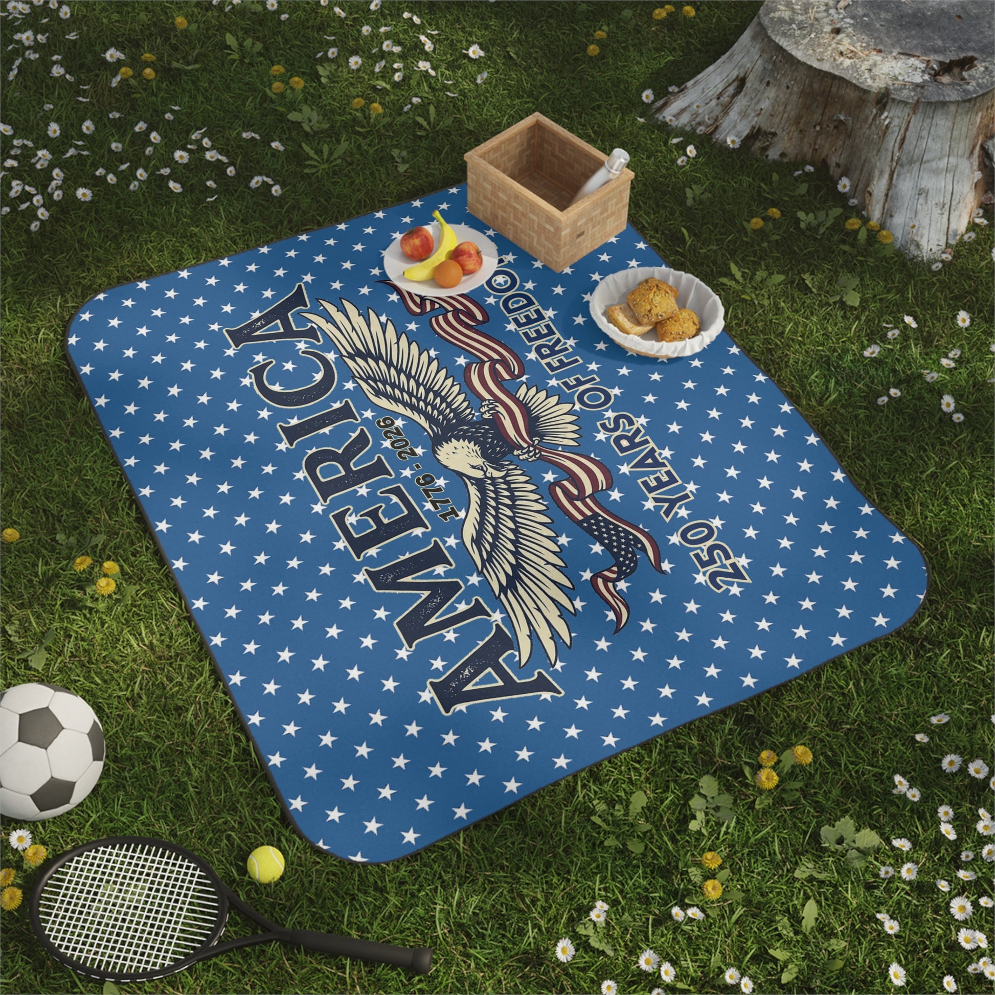 USA 250th ANNIVERSARY Picnic Blanket |  250 Years of Freedom Patriotic Outdoor Blanket - Trending Novelties & Gifts