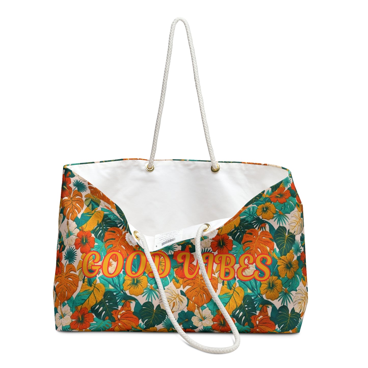 Tropical 'Good Vibes' Weekender Bag – Summer Tote for Beach & Vacation - Trending Novelties & Gifts