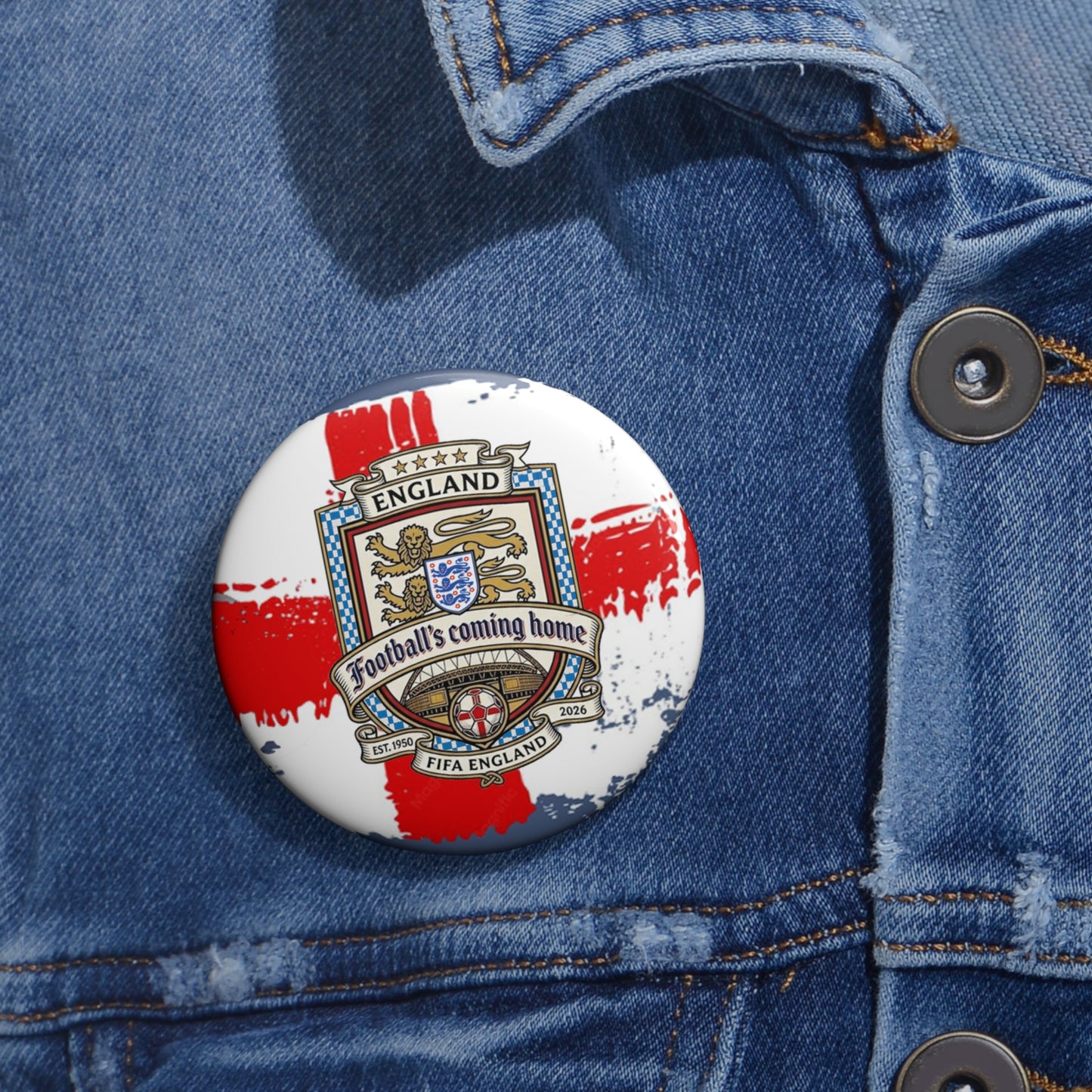 England Football Crest Pin Button — St. George’s Cross Soccer Badge