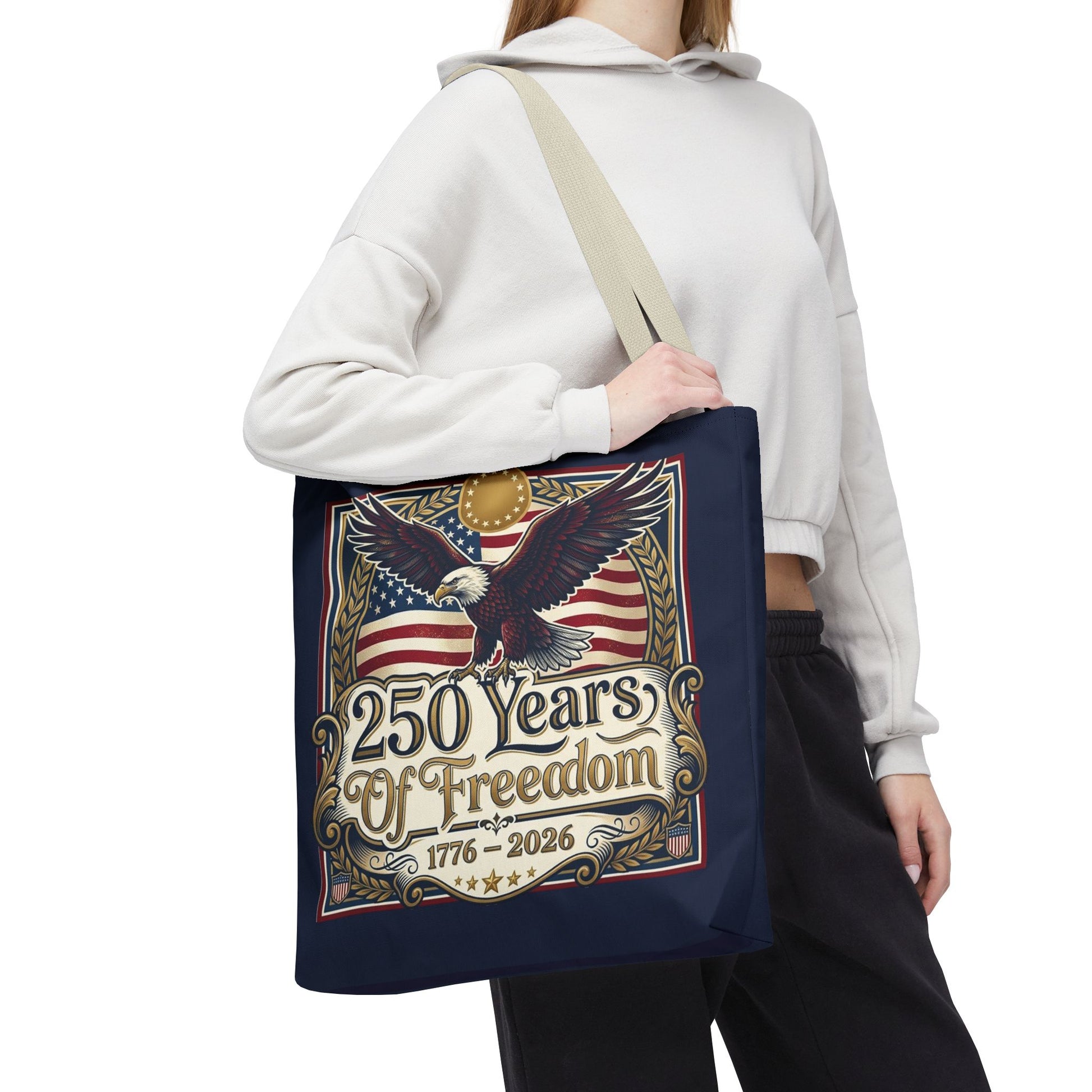 250 Years of Freedom Tote Bag — USA 250th ANNIVERSARY Eagle American Flag Tote Bag - Trending Novelties & Gifts