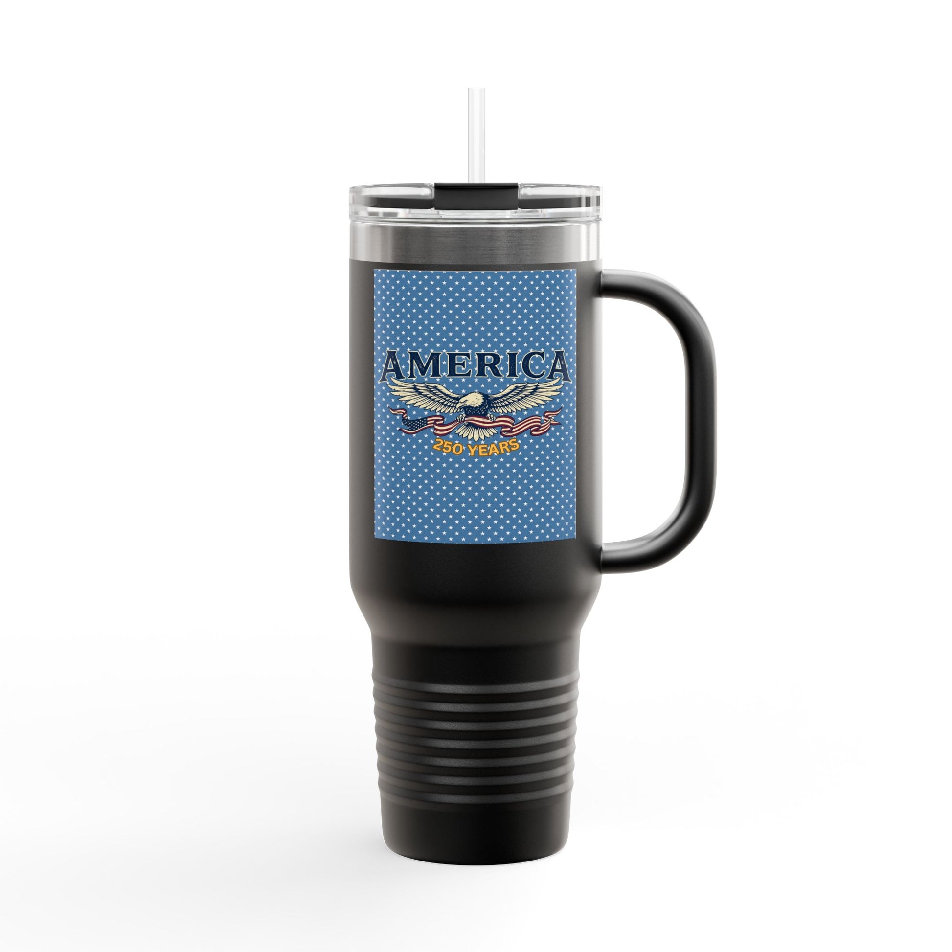 USA 250th ANNIVERSARY 40oz Insulated Travel Mug — 'America' Eagle Patriotic Drink Tumbler - Trending Novelties & Gifts
