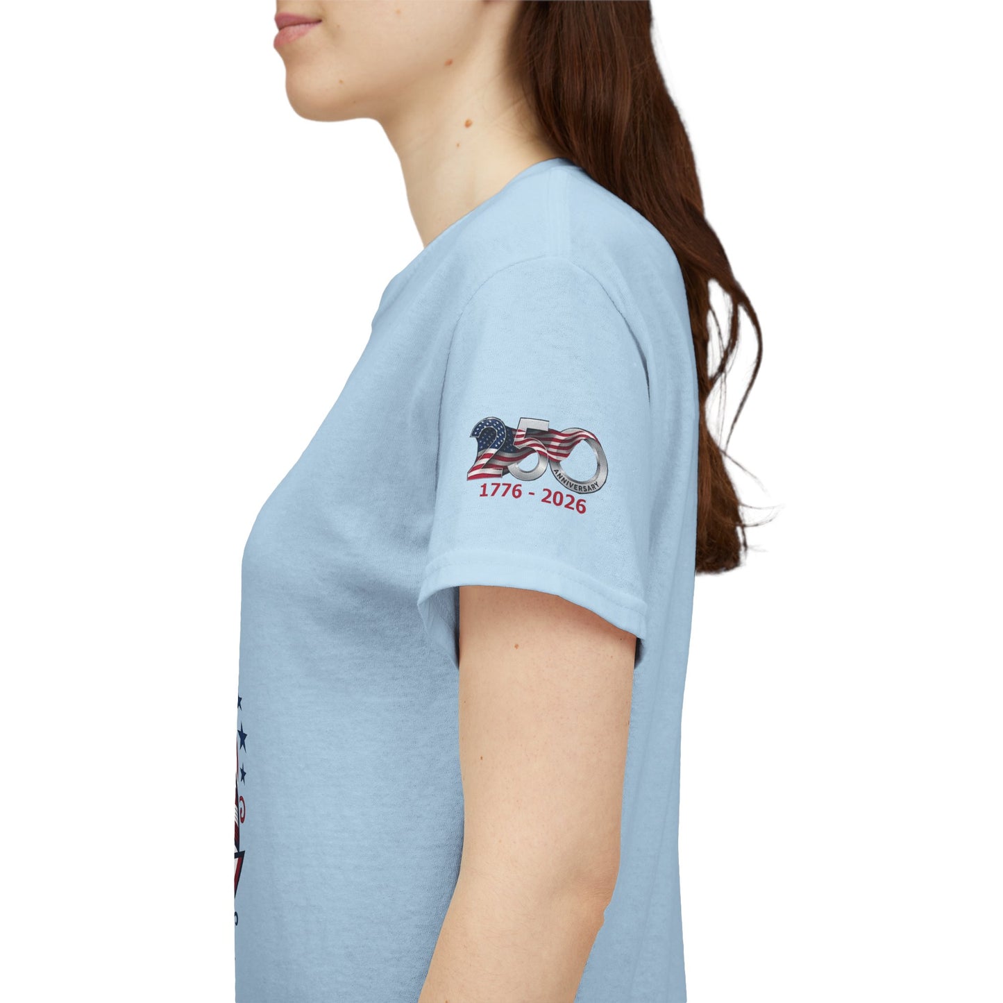 Catholic Faith, Family & Freedom T‑Shirt — Patriotic Cross American Flag Tee (USA 250th)