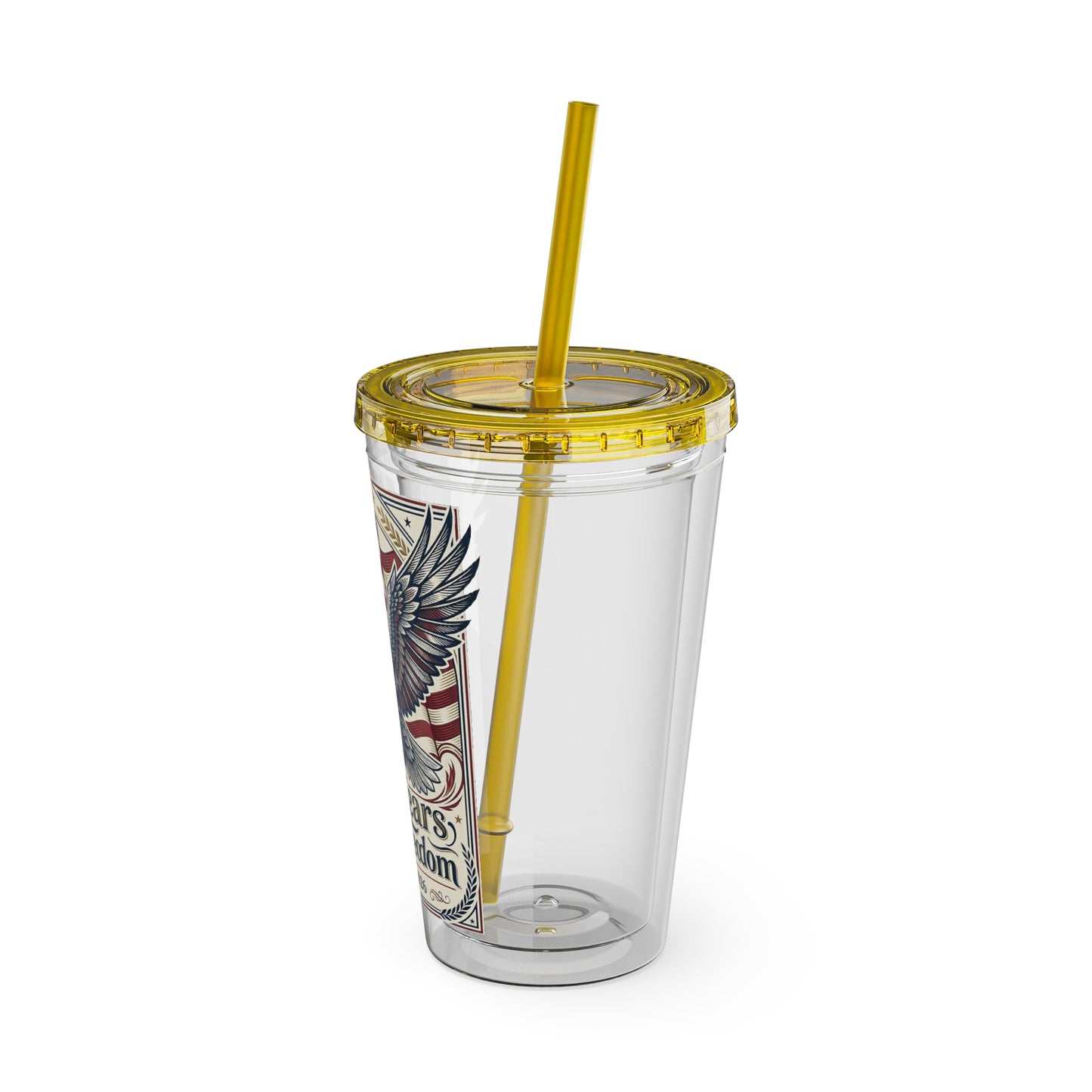 USA 250th ANNIVERSARY - Patriotic Eagle Tumbler 16oz – "250 Years of Freedom" USA Flag Straw Cup - Trending Novelties & Gifts