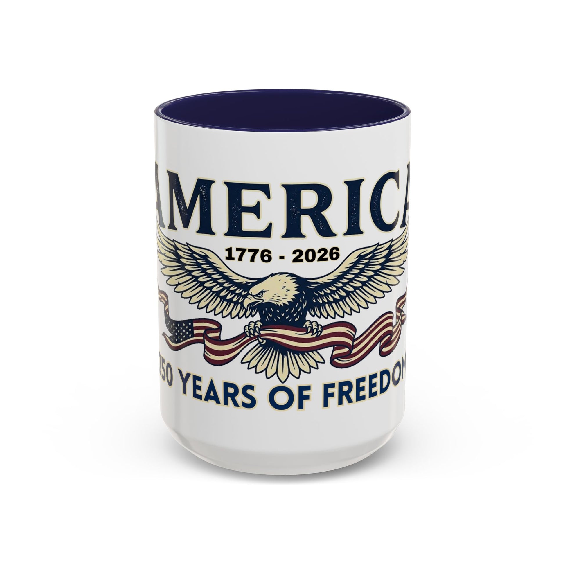 USA 250th ANNIVERSARY Accent Mug  | America  Eagle Coffee Mug — 250 Years of Freedom Accent Mug (11/15oz) - Trending Novelties & Gifts