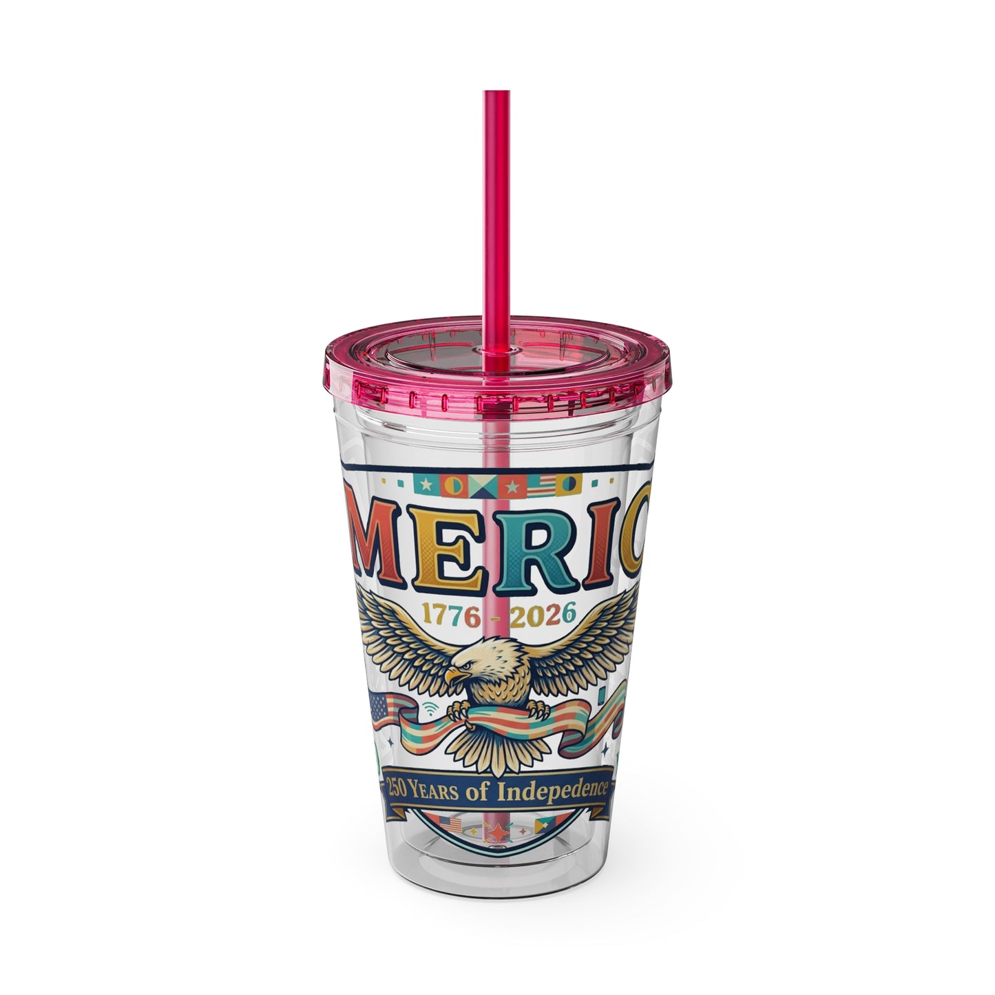 America 250 Years Eagle Tumbler with Straw |  USA 250th ANNIVERSARY Commemorative Drink Cup - Trending Novelties & Gifts