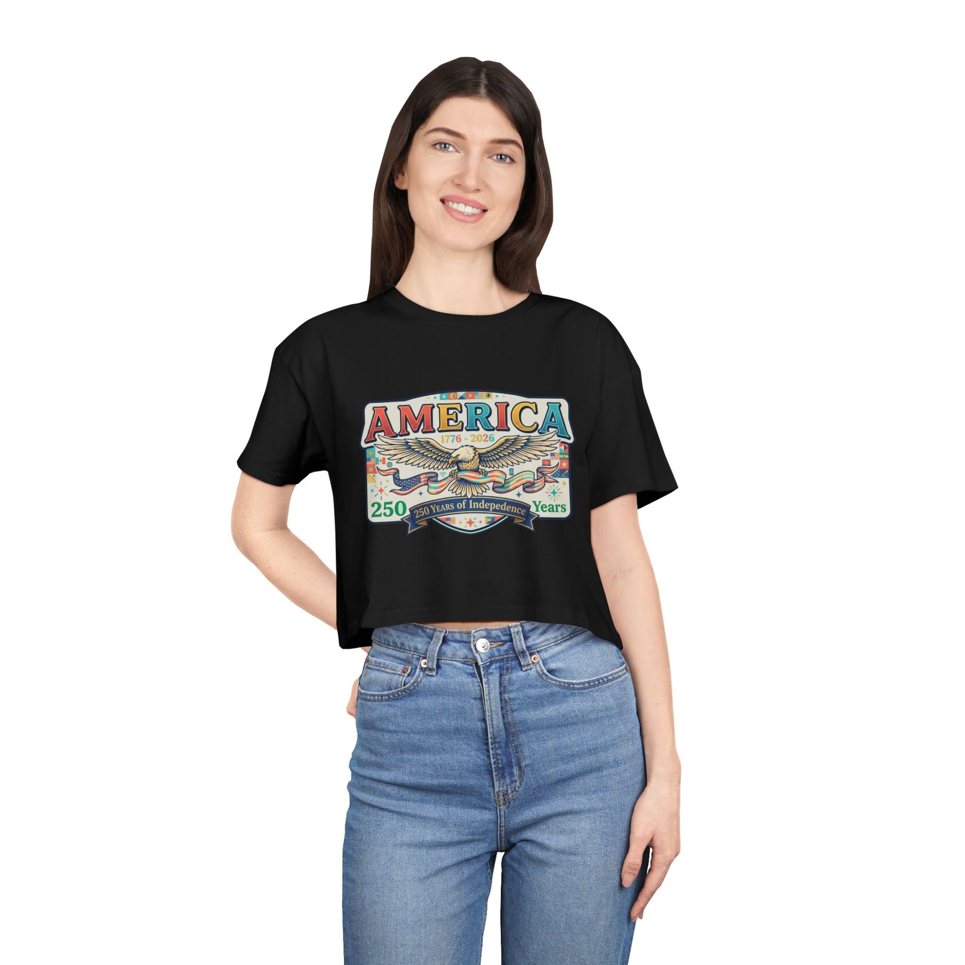 USA 250th ANNIVERSARY America Eagle  Women's Crop Tee | Patriotic 250 Years Independence Women's Crop Tee - Trending Novelties & Gifts