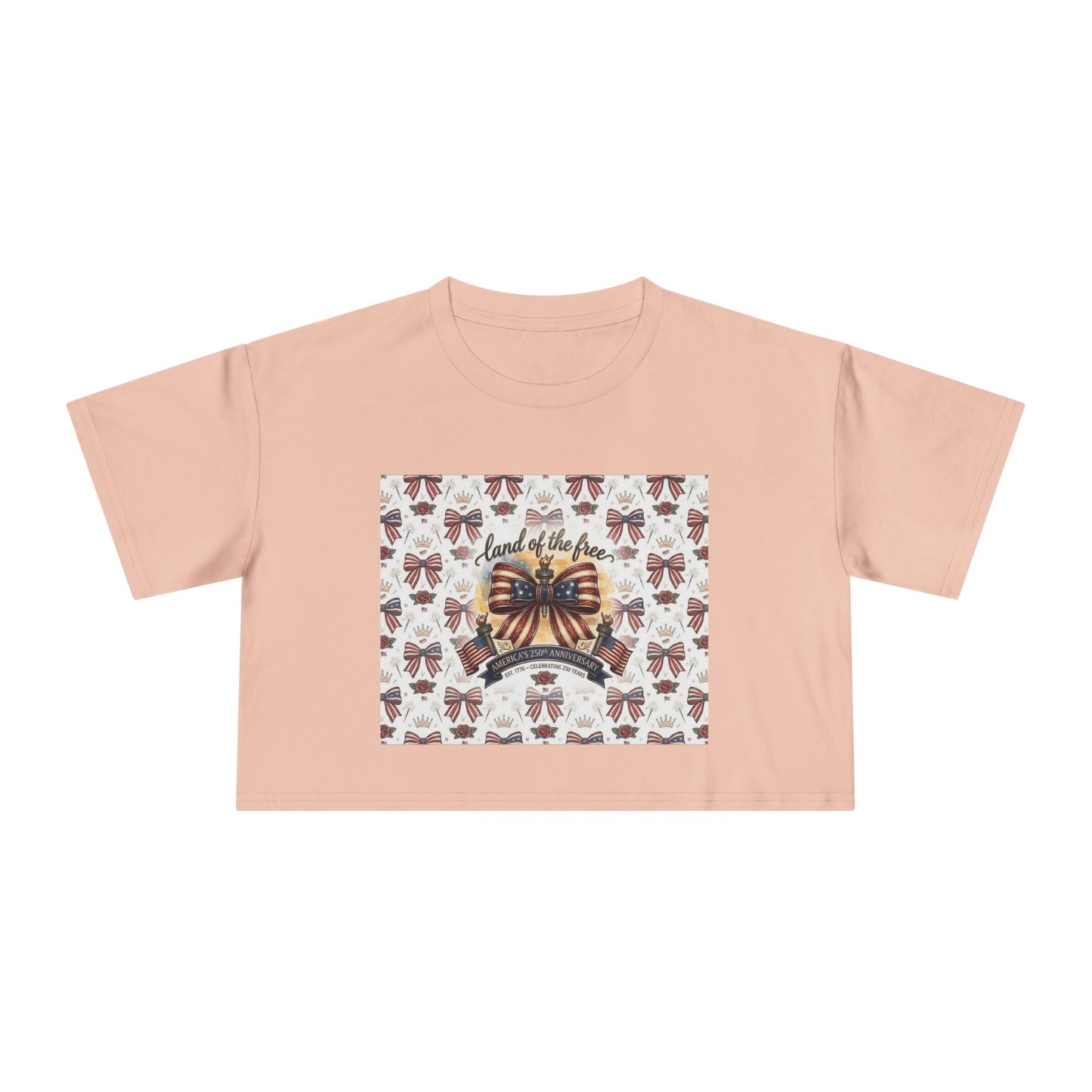 USA 250th ANNIVERSARY Women’s Crop Tee — Patriotic "Land of the Free" Women’s Crop Tee - Trending Novelties & Gifts